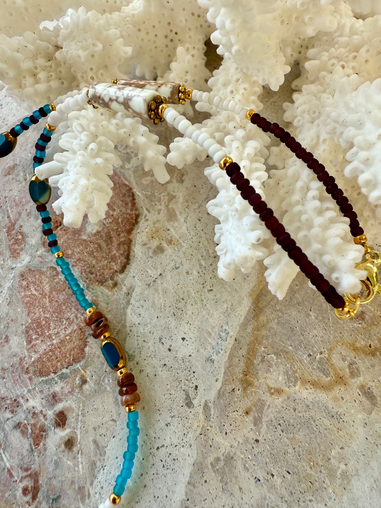 Hasma Hand Cowrie Shell Seed Bead Necklace