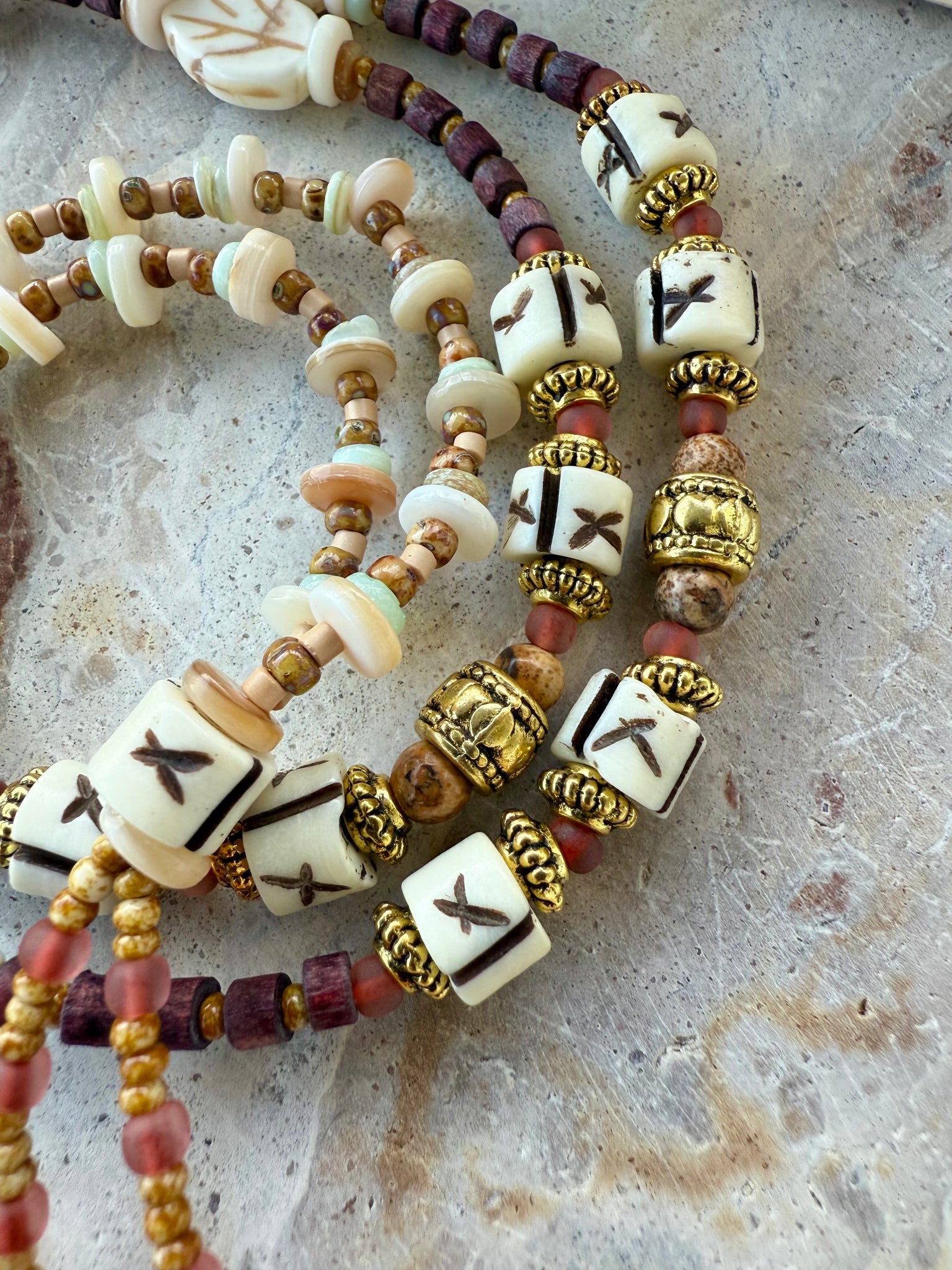 Brown Beaded Cowrie Shell Necklace