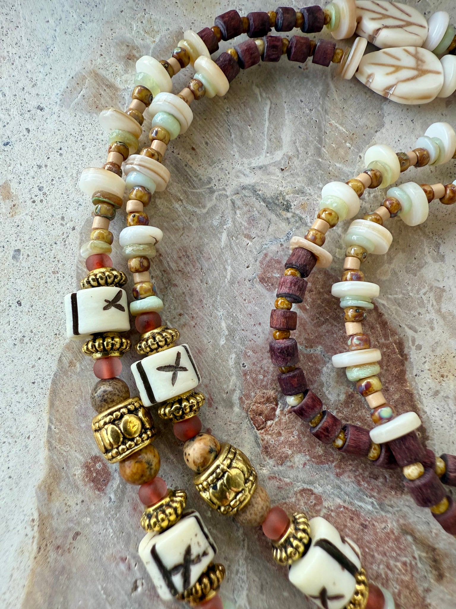 Brown Beaded Cowrie Shell Necklace
