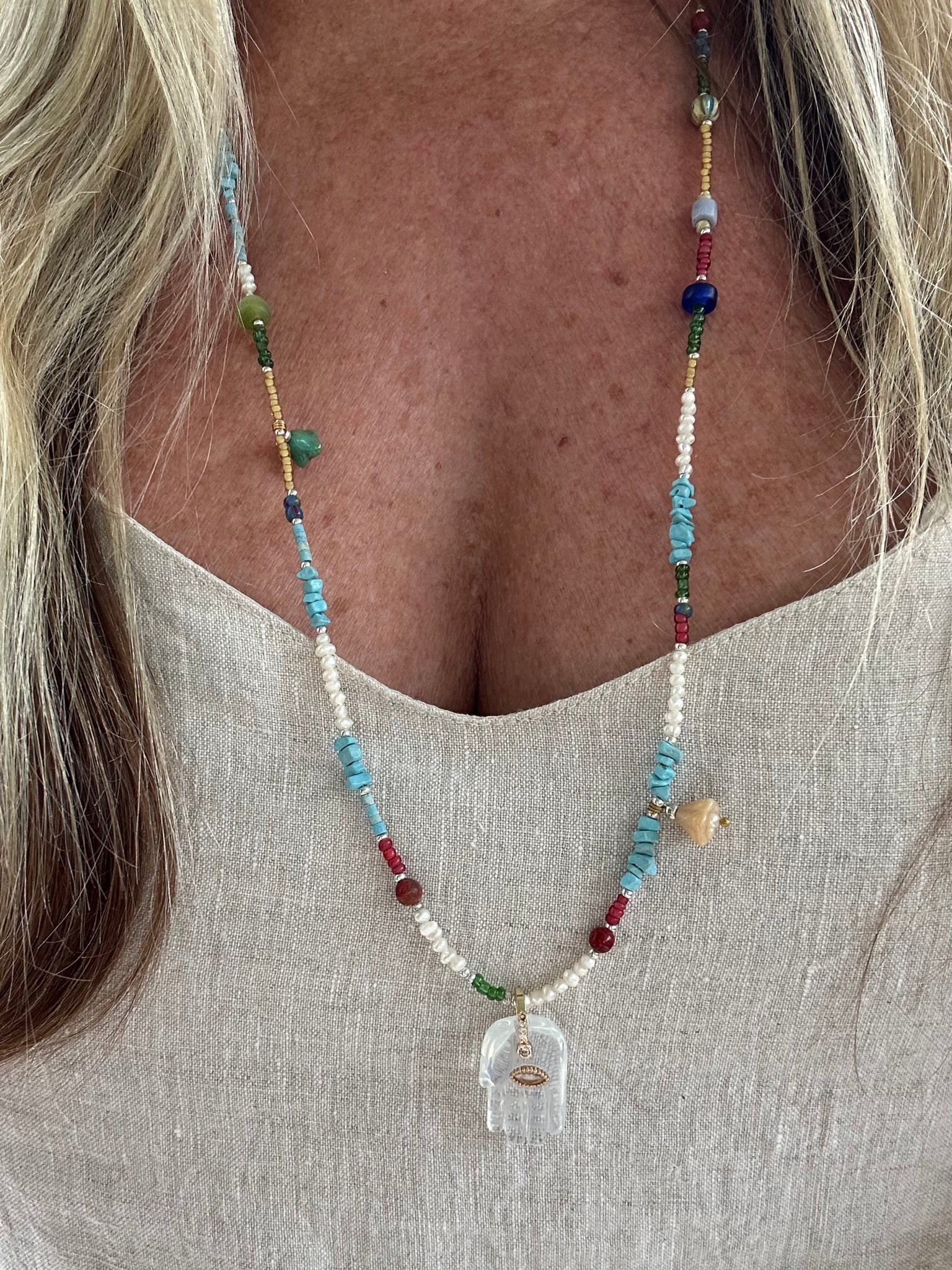 Indian Hasma Hand Coloured Stone Necklace