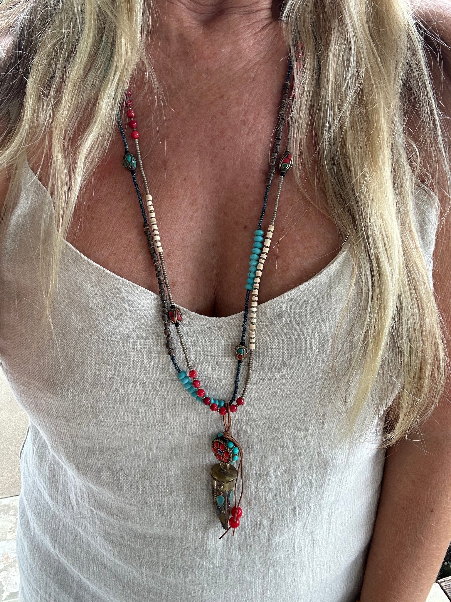 Vintage Brass Beaded Necklace