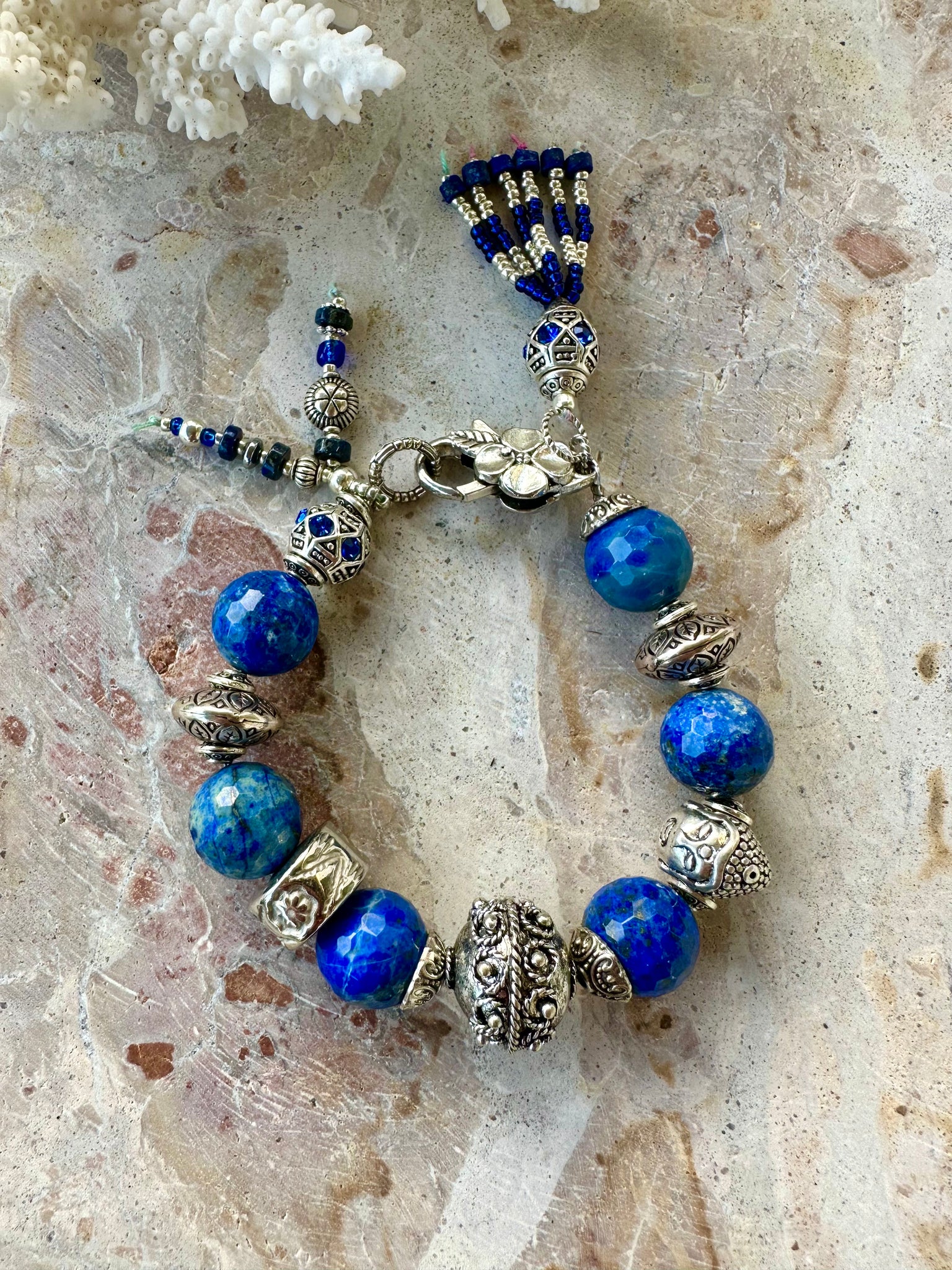 Vintage Silver Indian Blue Stone Bracelet