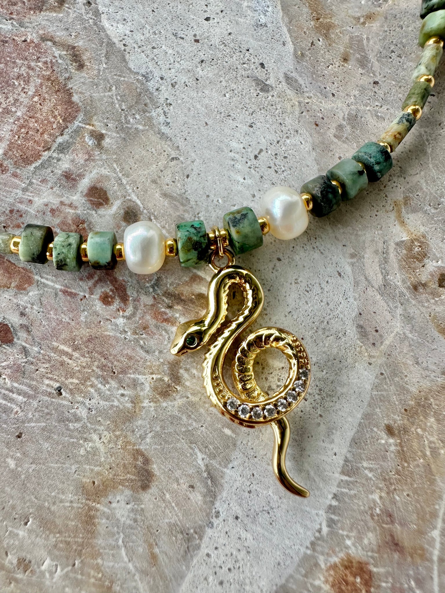 Boho Snake Turquoise Stone Necklace