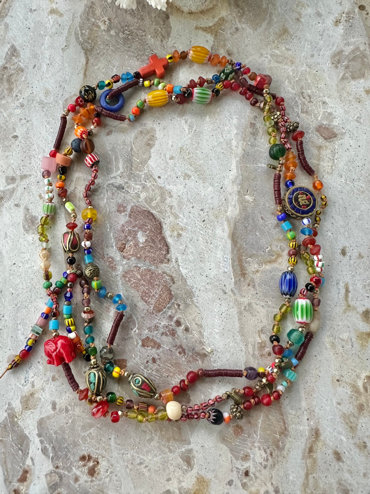 Seed Bead Knotted Vintage African Necklace