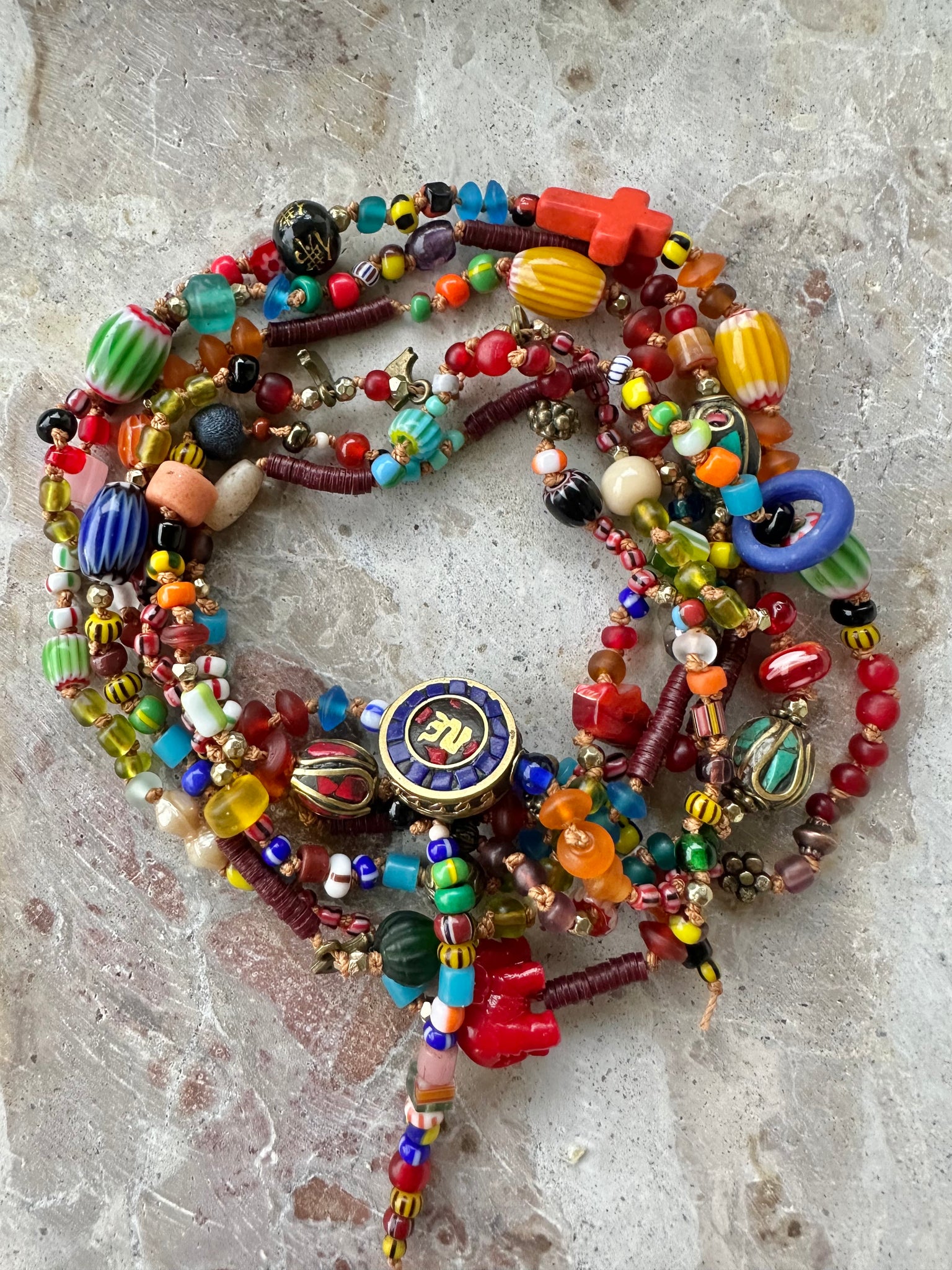 Seed Bead Knotted Vintage African Necklace
