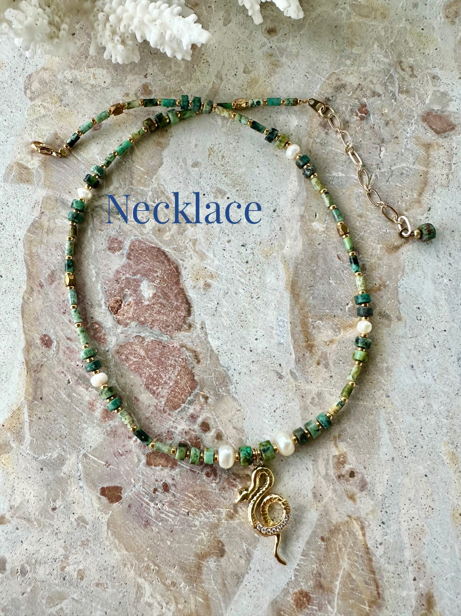 Boho Snake Turquoise Stone Necklace