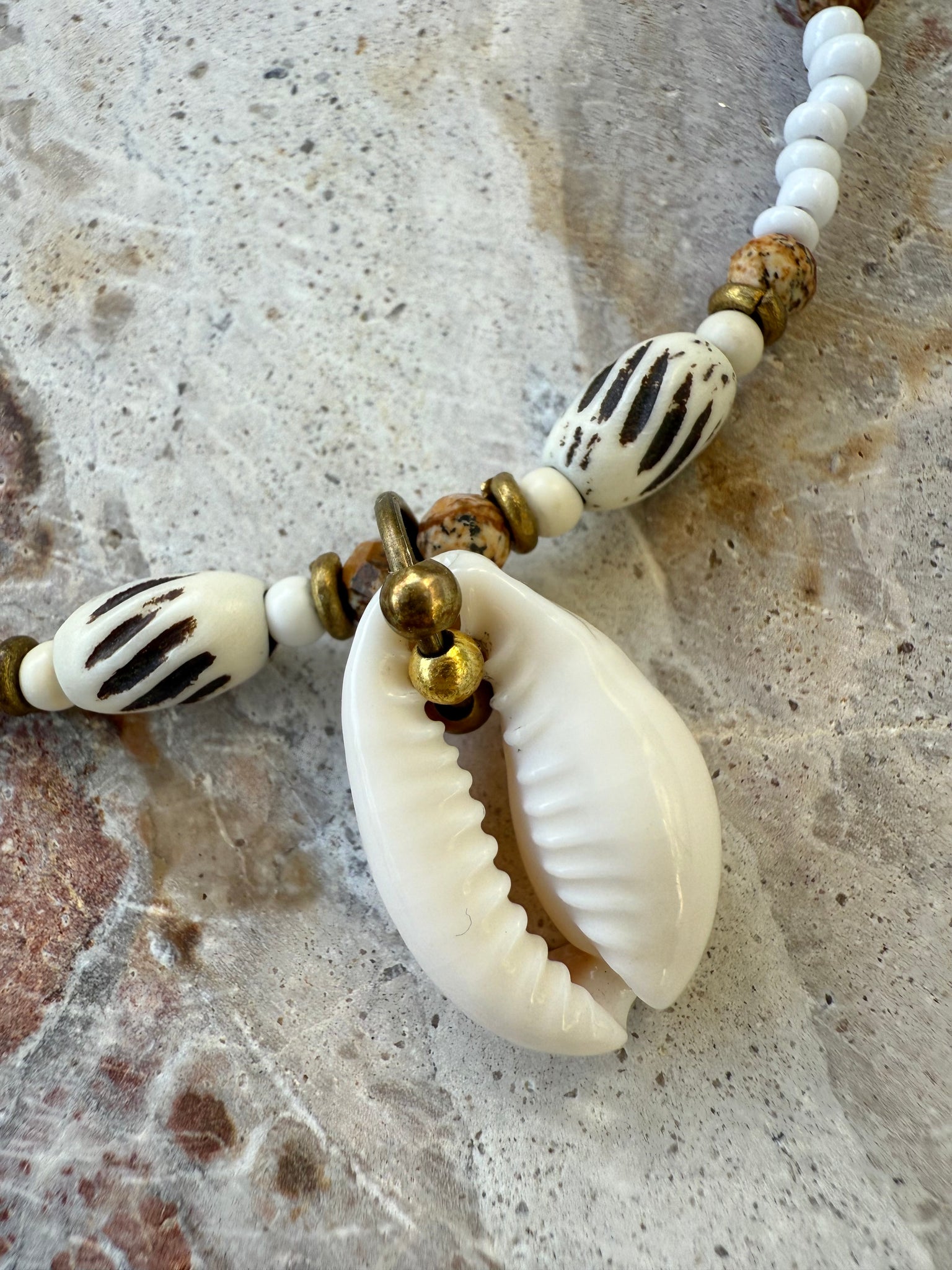 Surf Cowrie Shell Seed Bead Anklet
