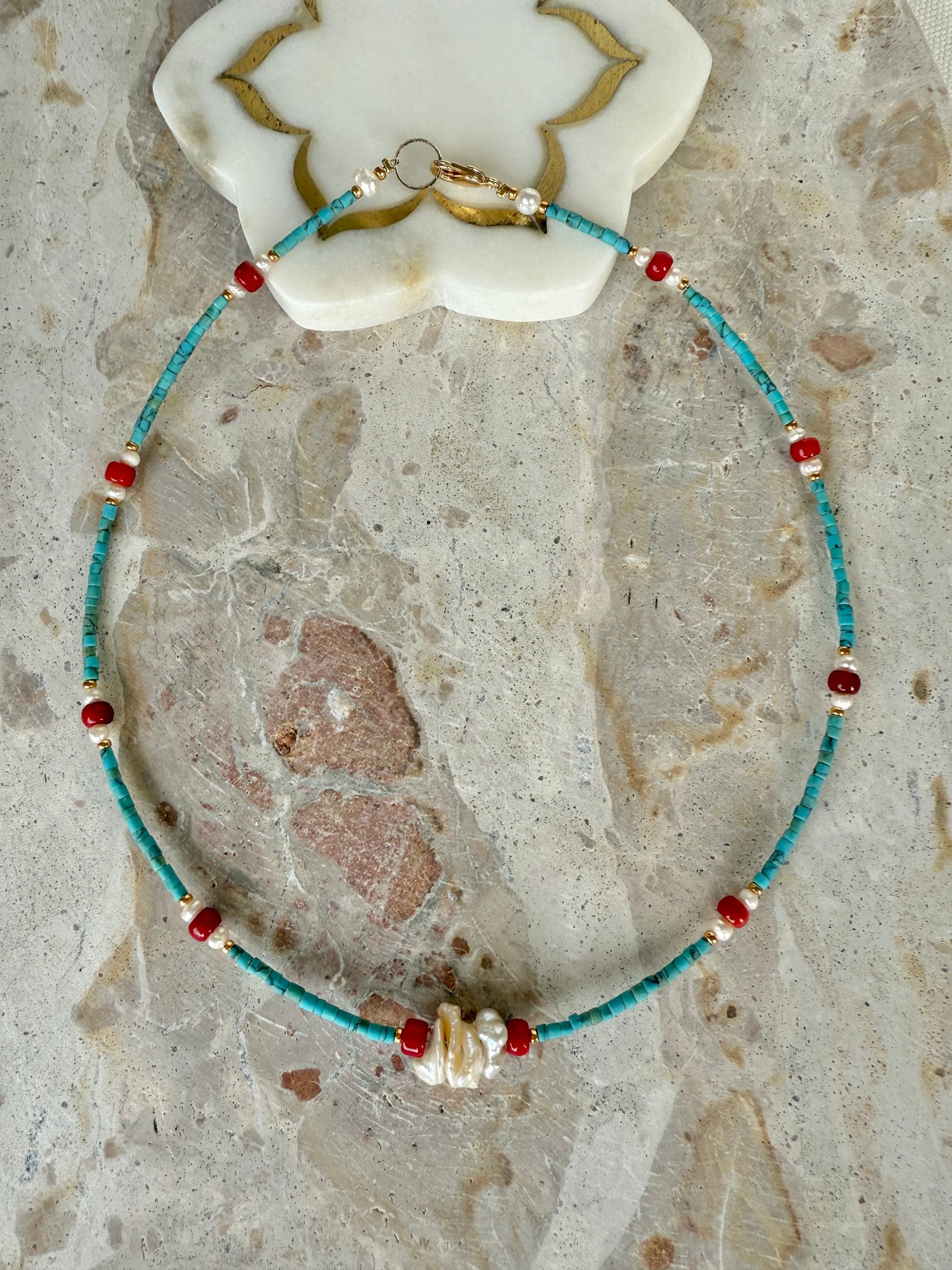 Heishi Turquoise Stone Necklace