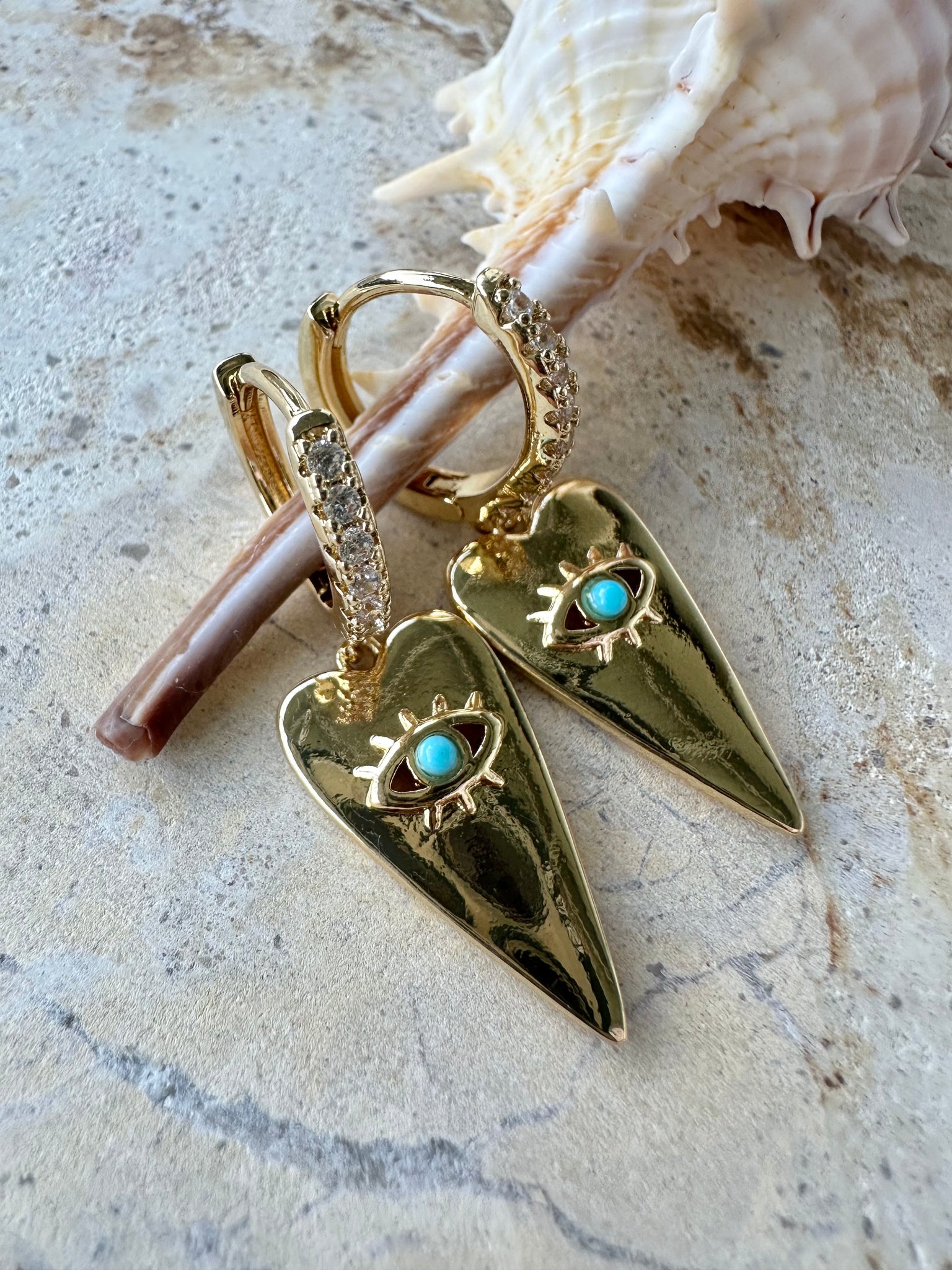 Gold Heart Earrings