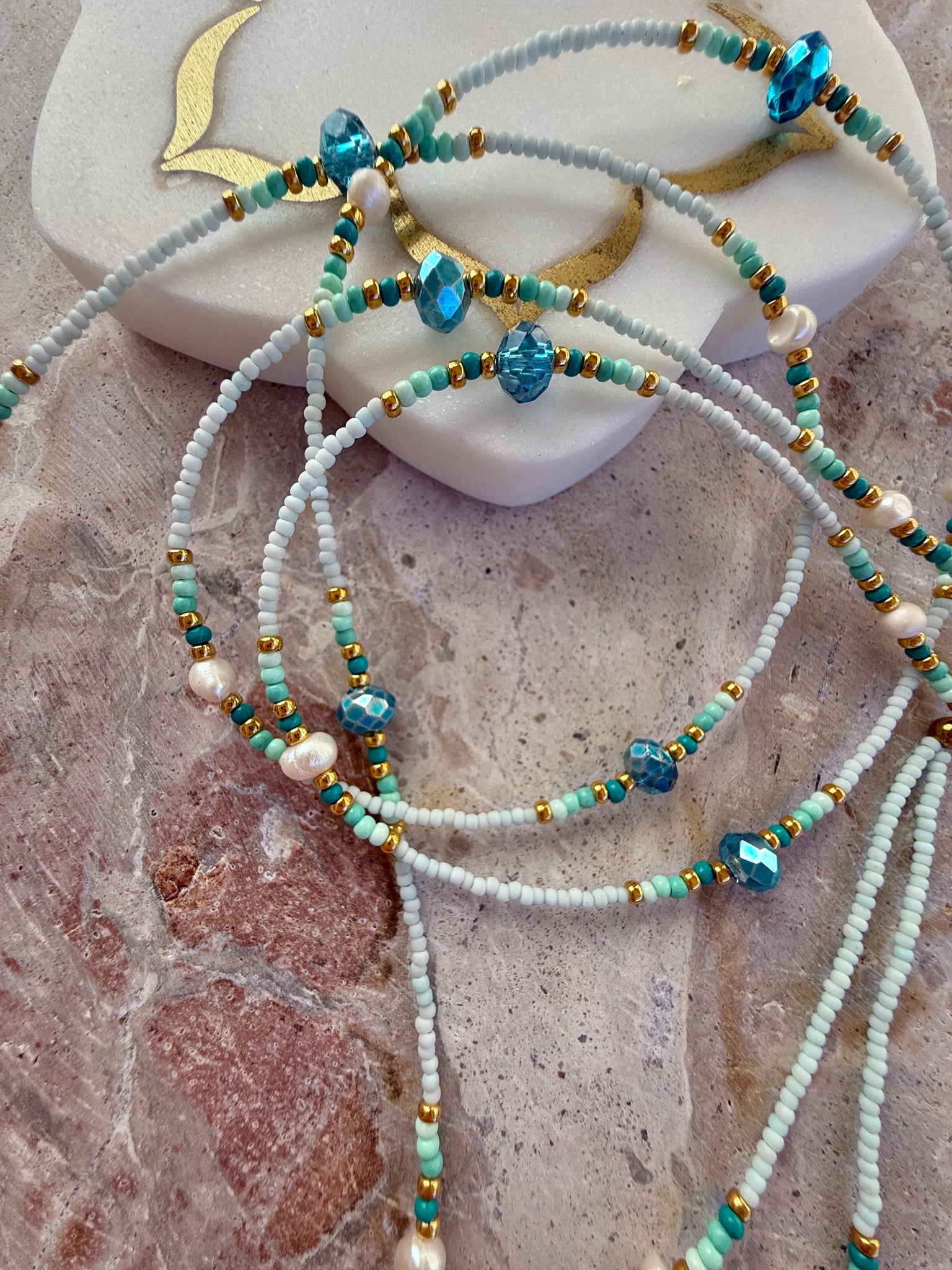 Surf Board Seed Bead Boho Necklace