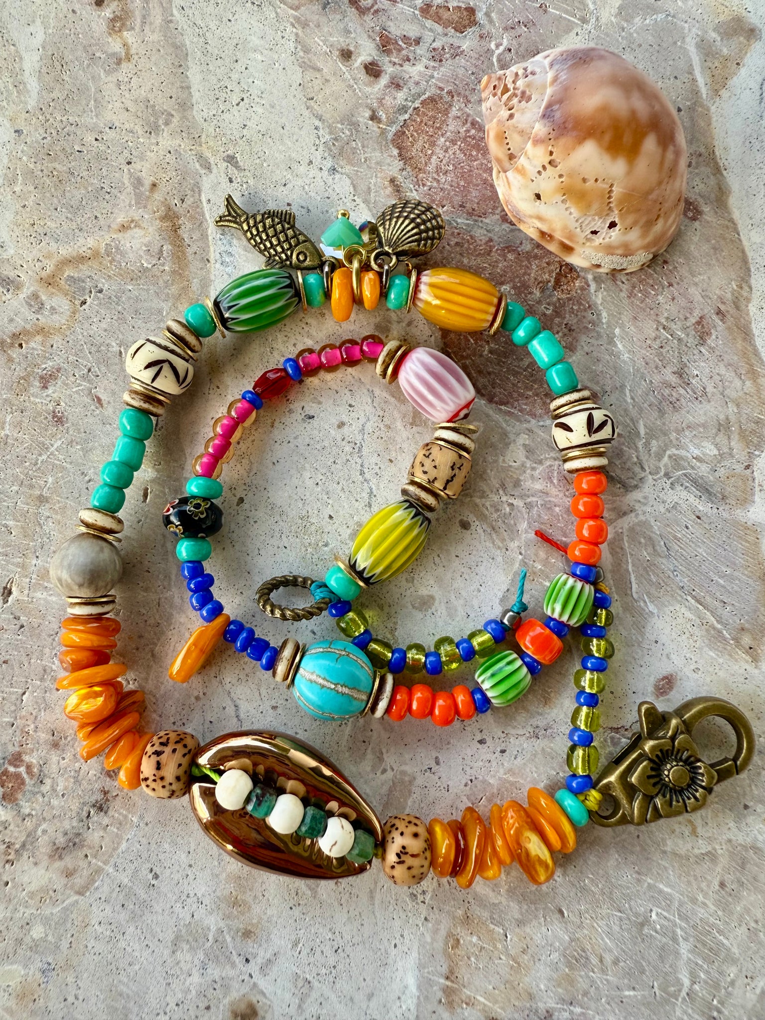 Gold Cowrie Beach Boho Bracelet