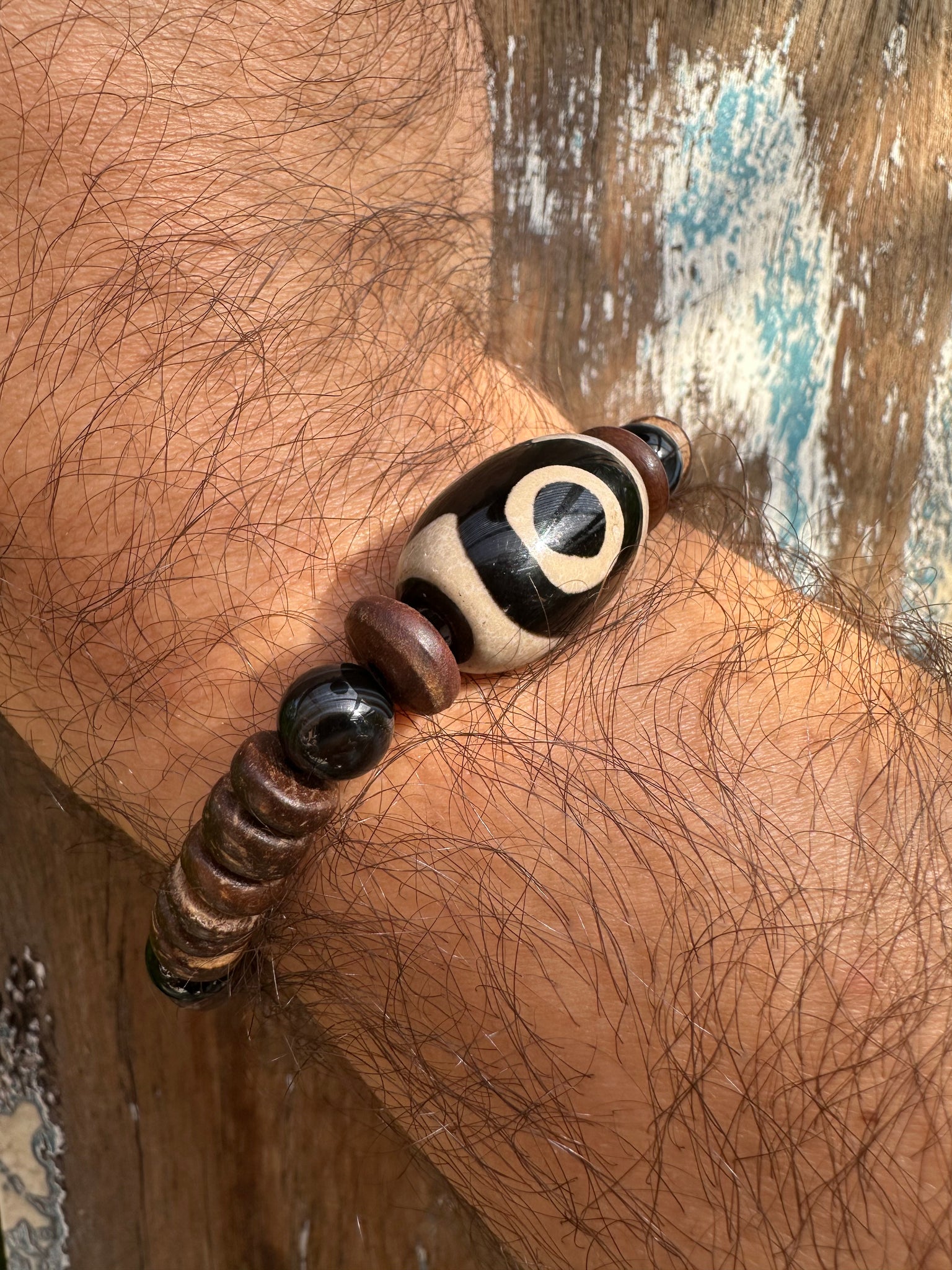 Mens Tibetan One Eye Beaded Bracelet