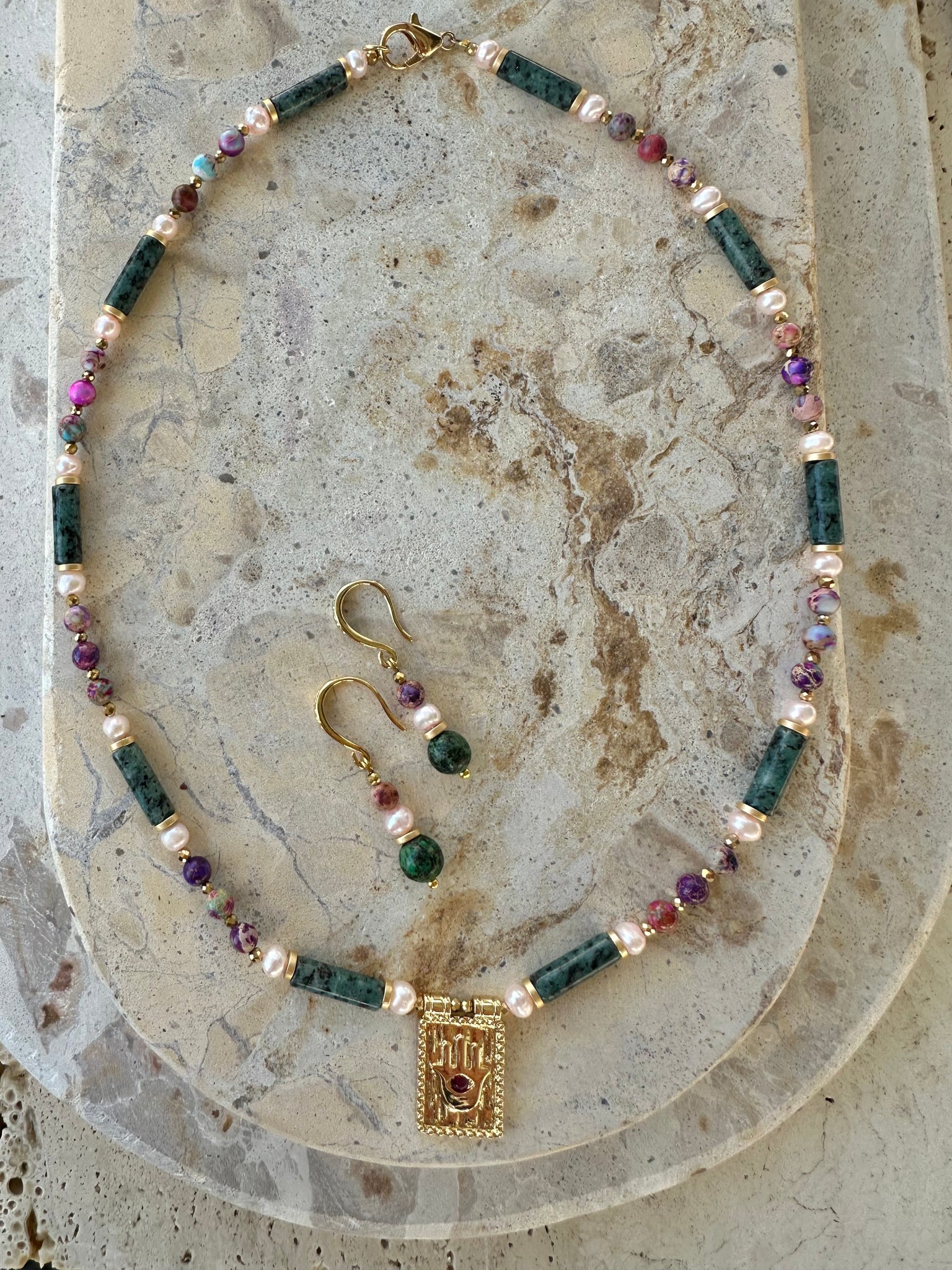 Turquoise Stone Evil Eye Charm Necklace