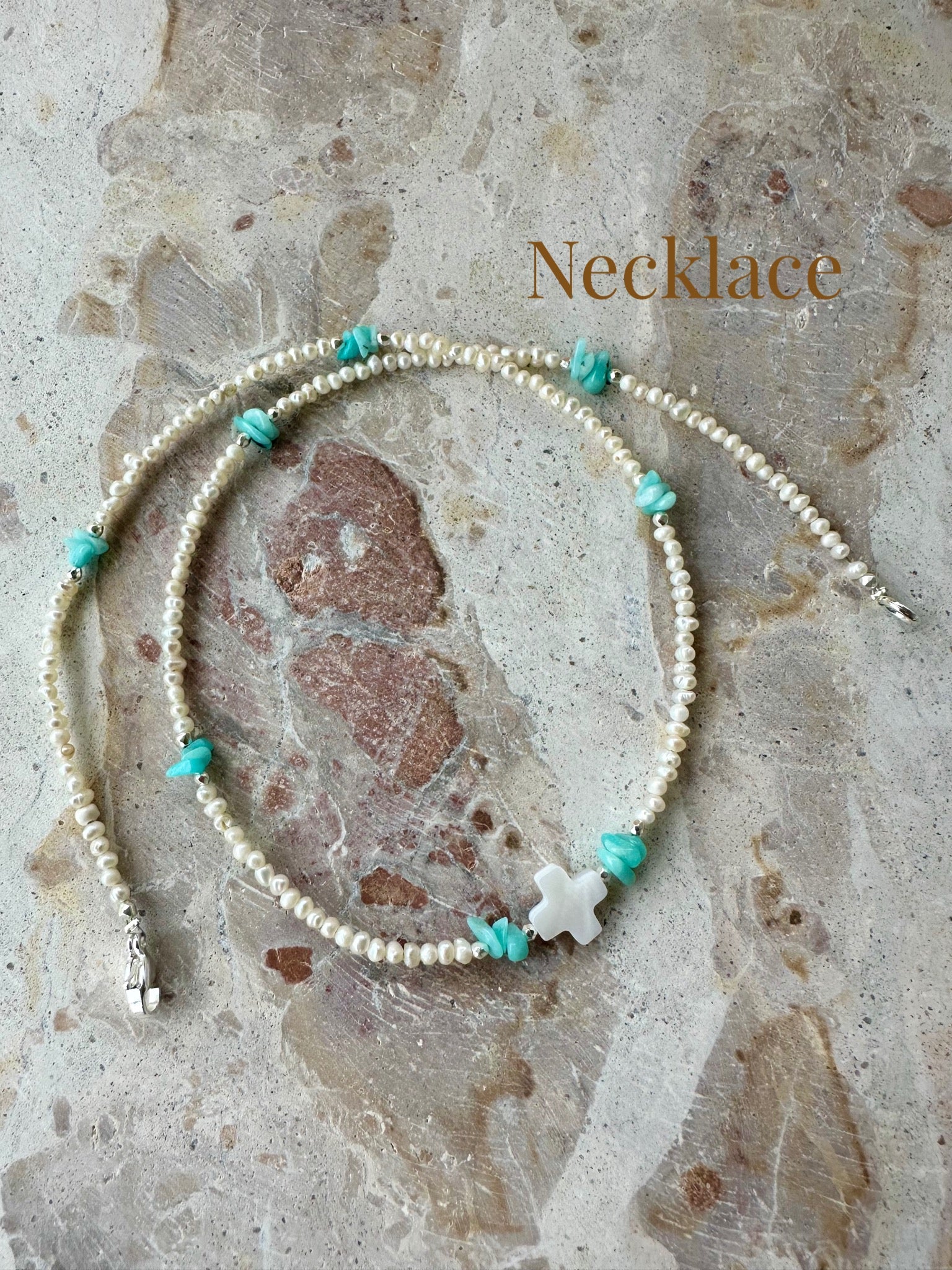 Pearl Beaded Cross Necklace