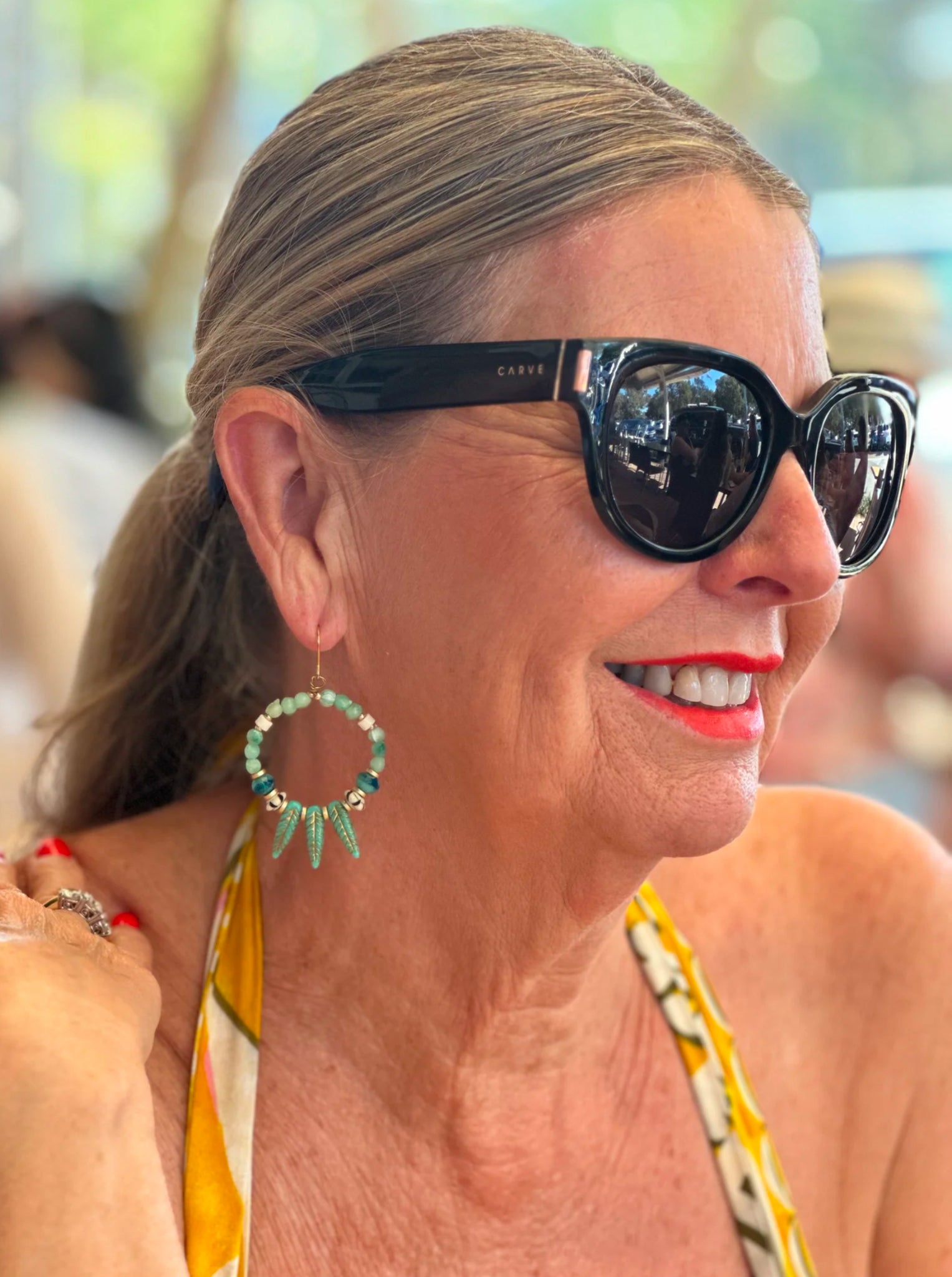 Green Jade Leaf Boho Earrings