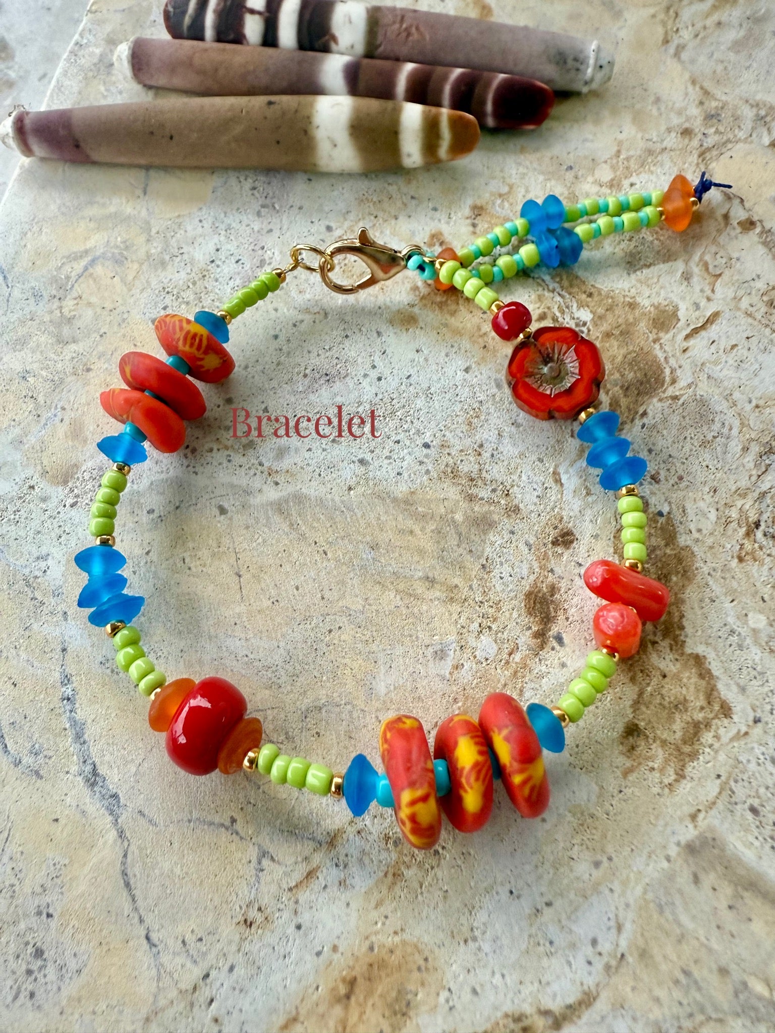 Hippy Flower Seed Bead Bracelet
