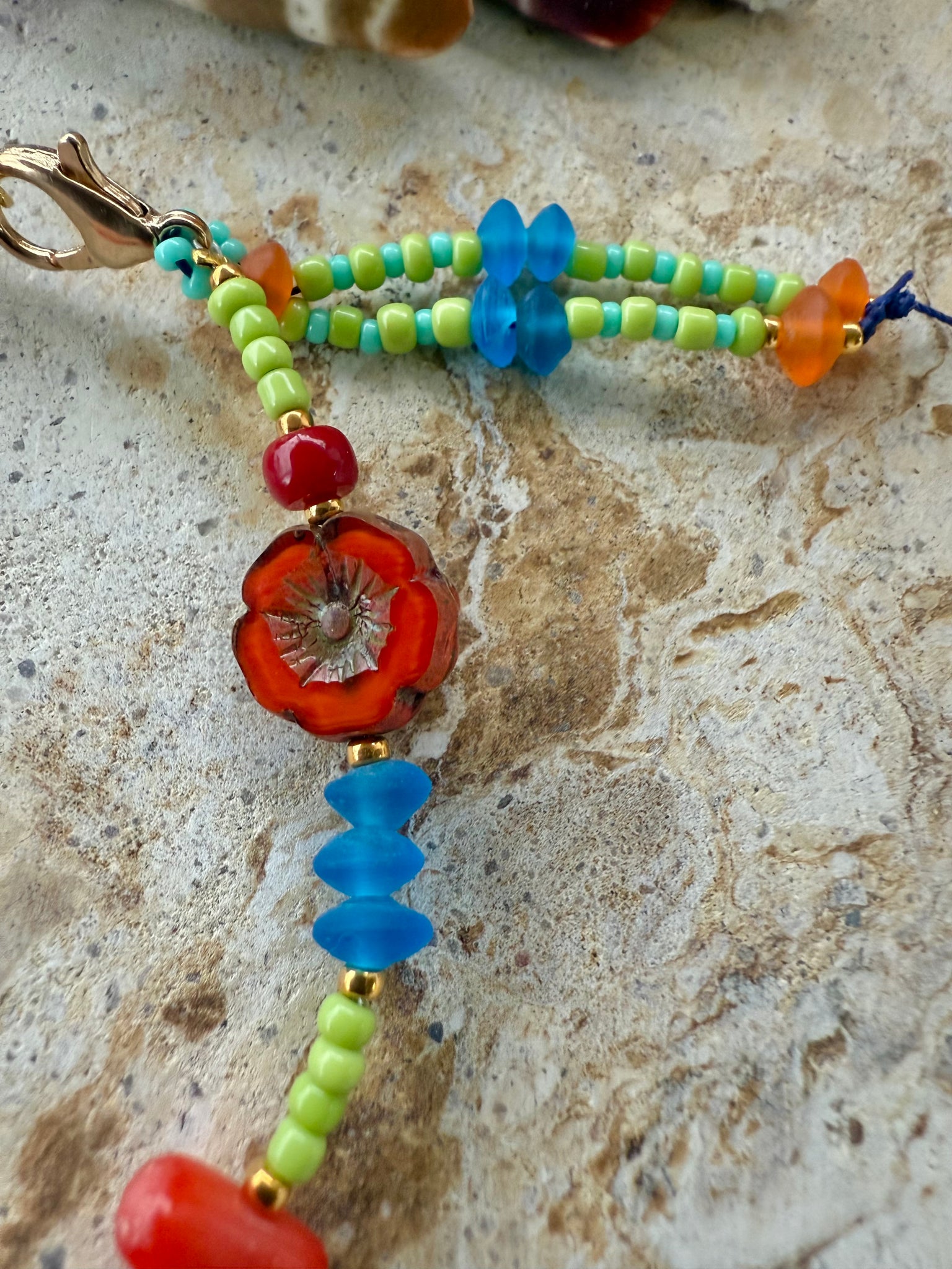 Hippy Flower Seed Bead Bracelet