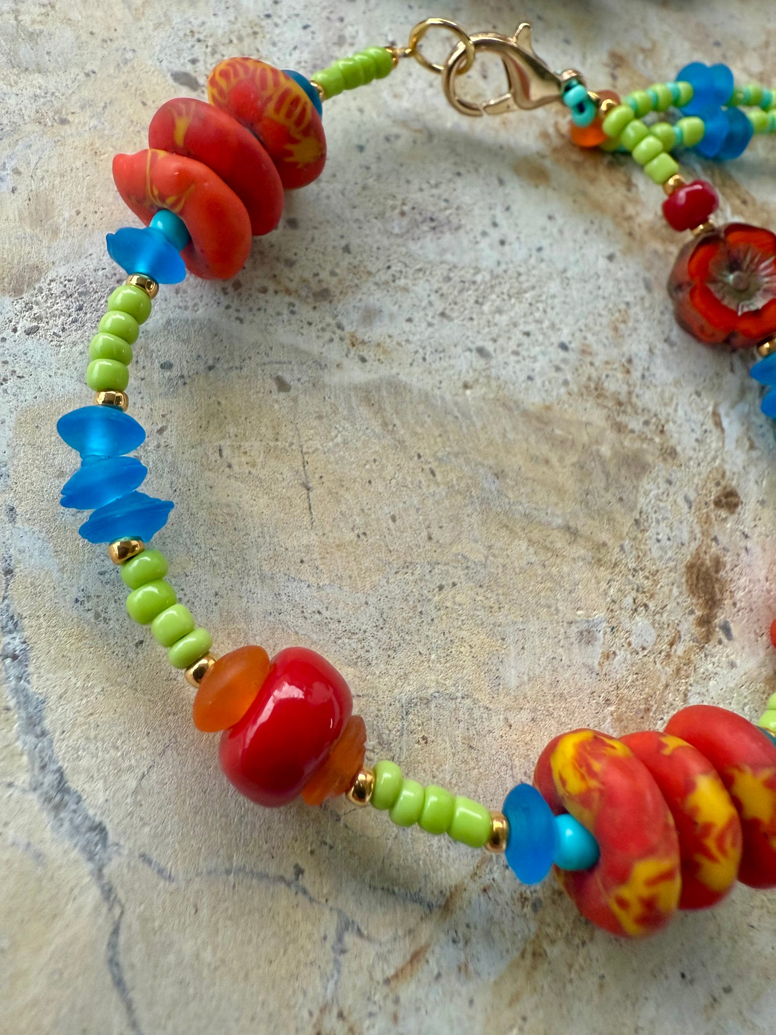 Hippy Flower Seed Bead Bracelet