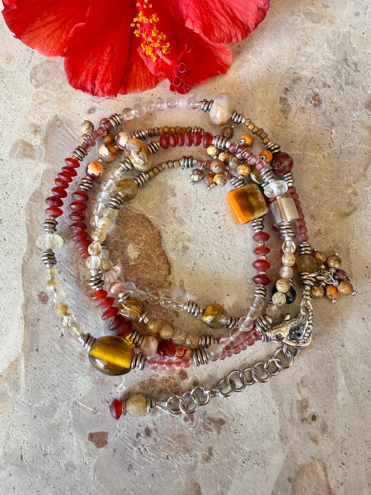 Boho Vintage African Glass Necklace