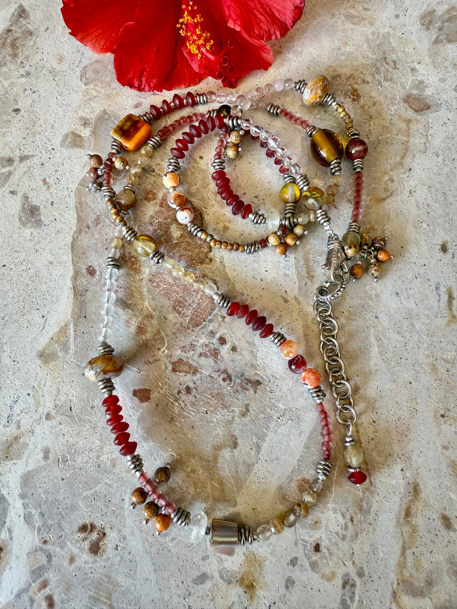 Boho Vintage African Glass Necklace