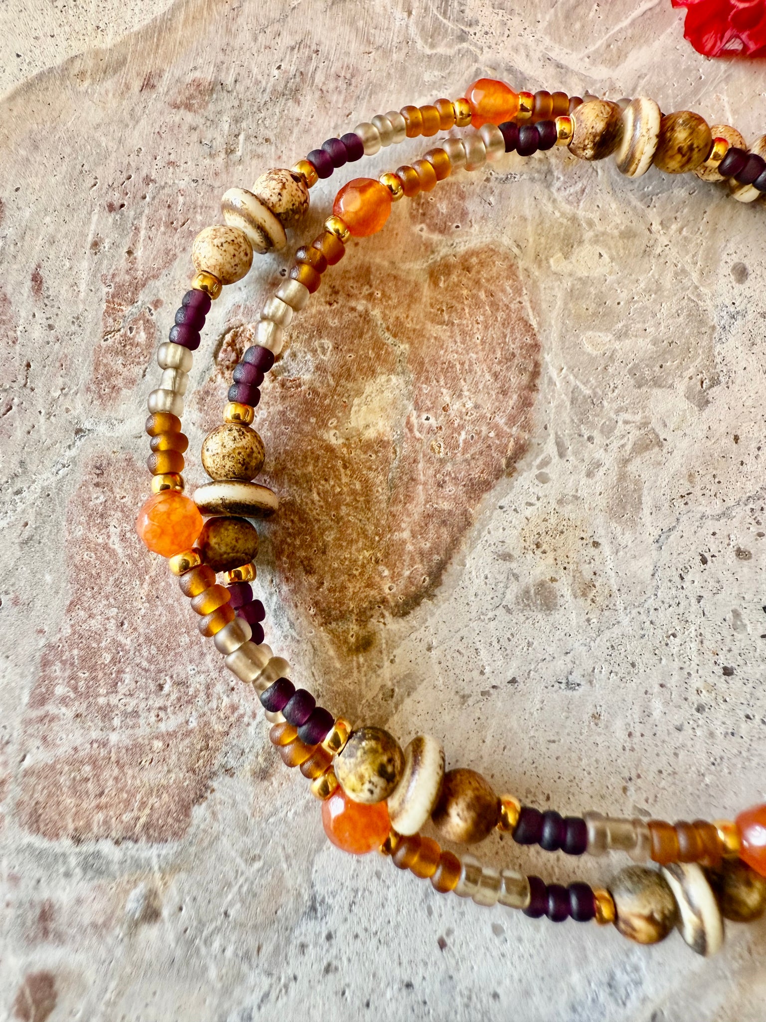 Boho Islander Fish Seed Bead Necklace