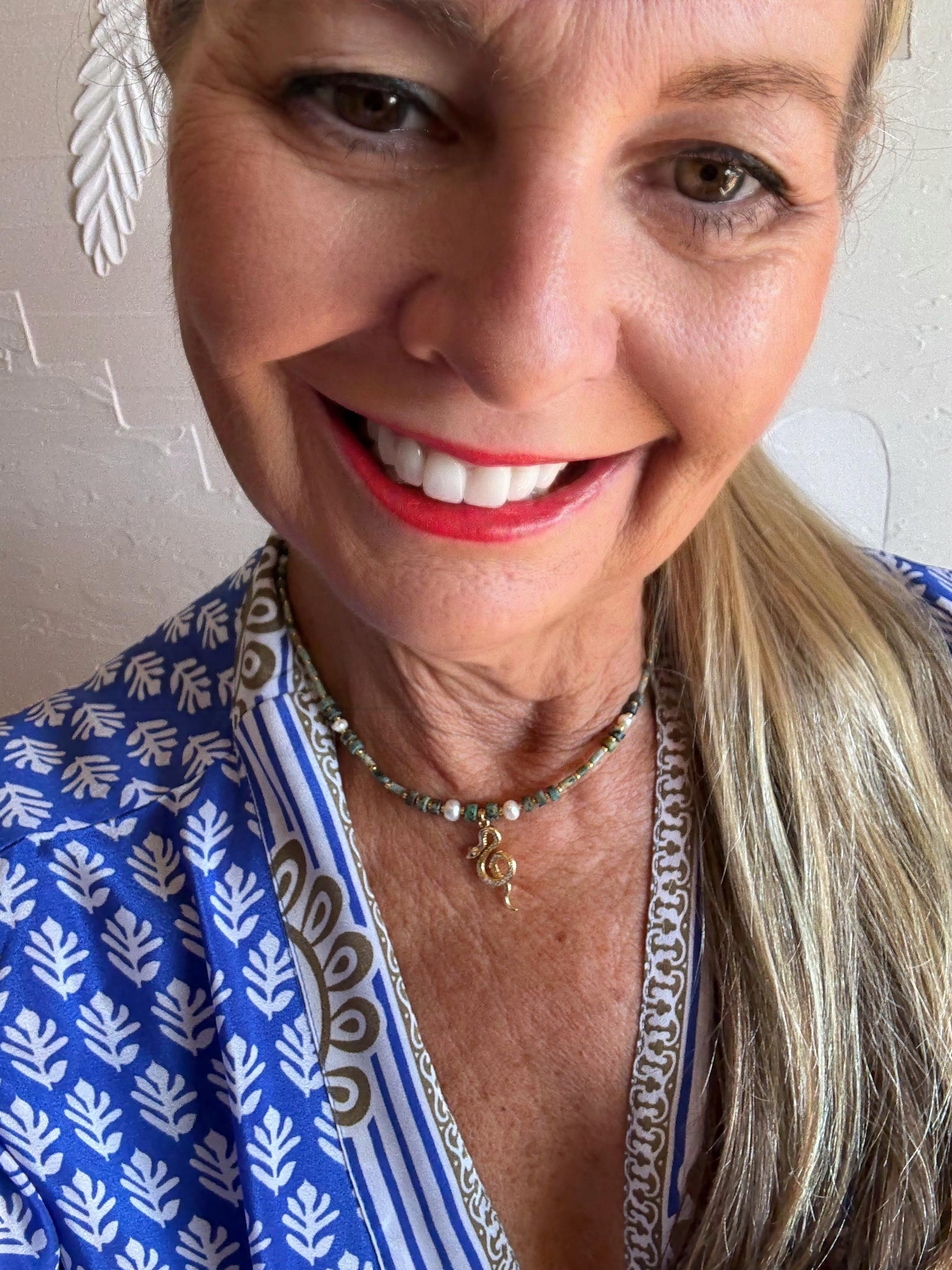 Boho Snake Turquoise Stone Necklace