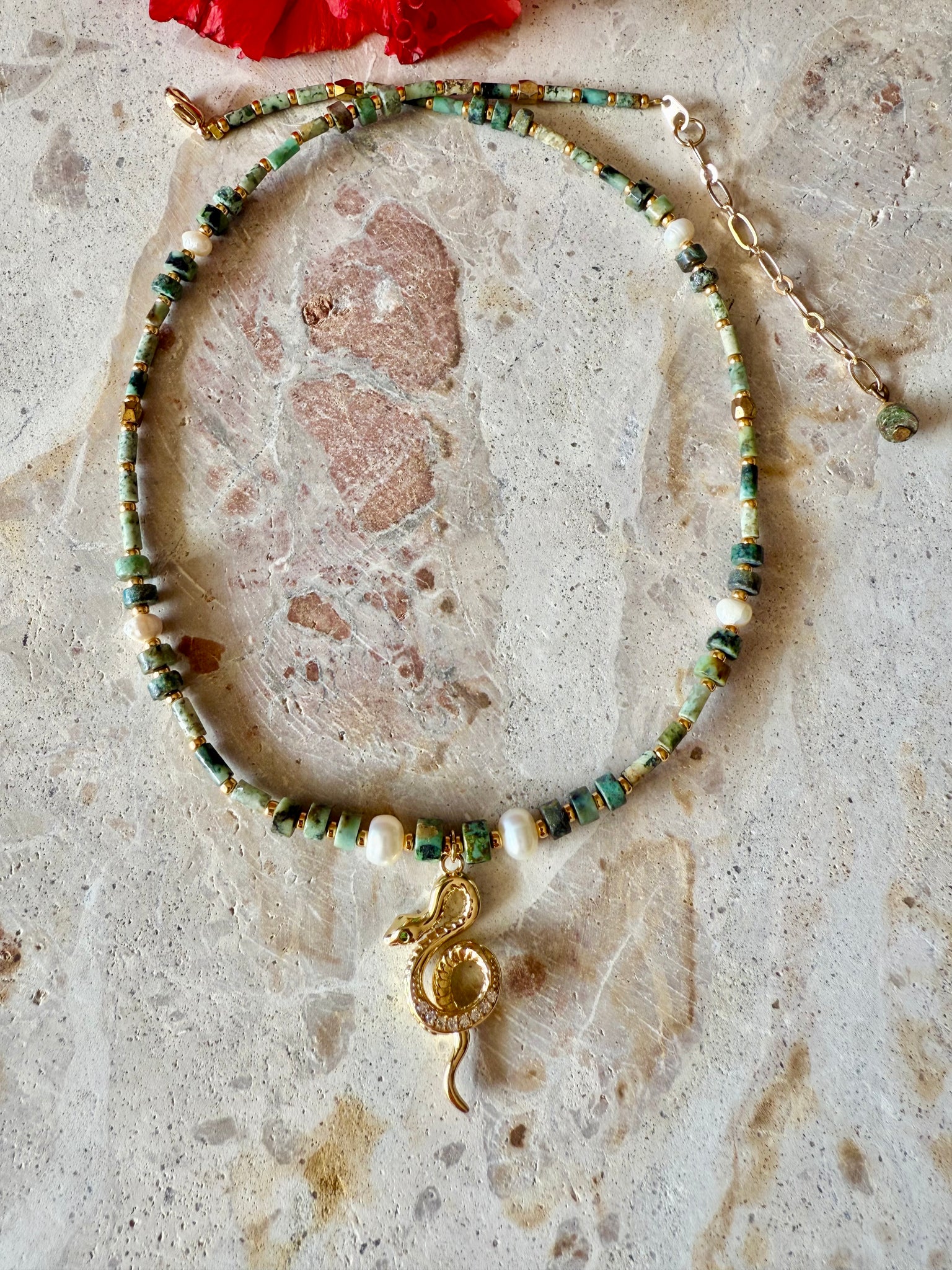 Boho Snake Turquoise Stone Necklace