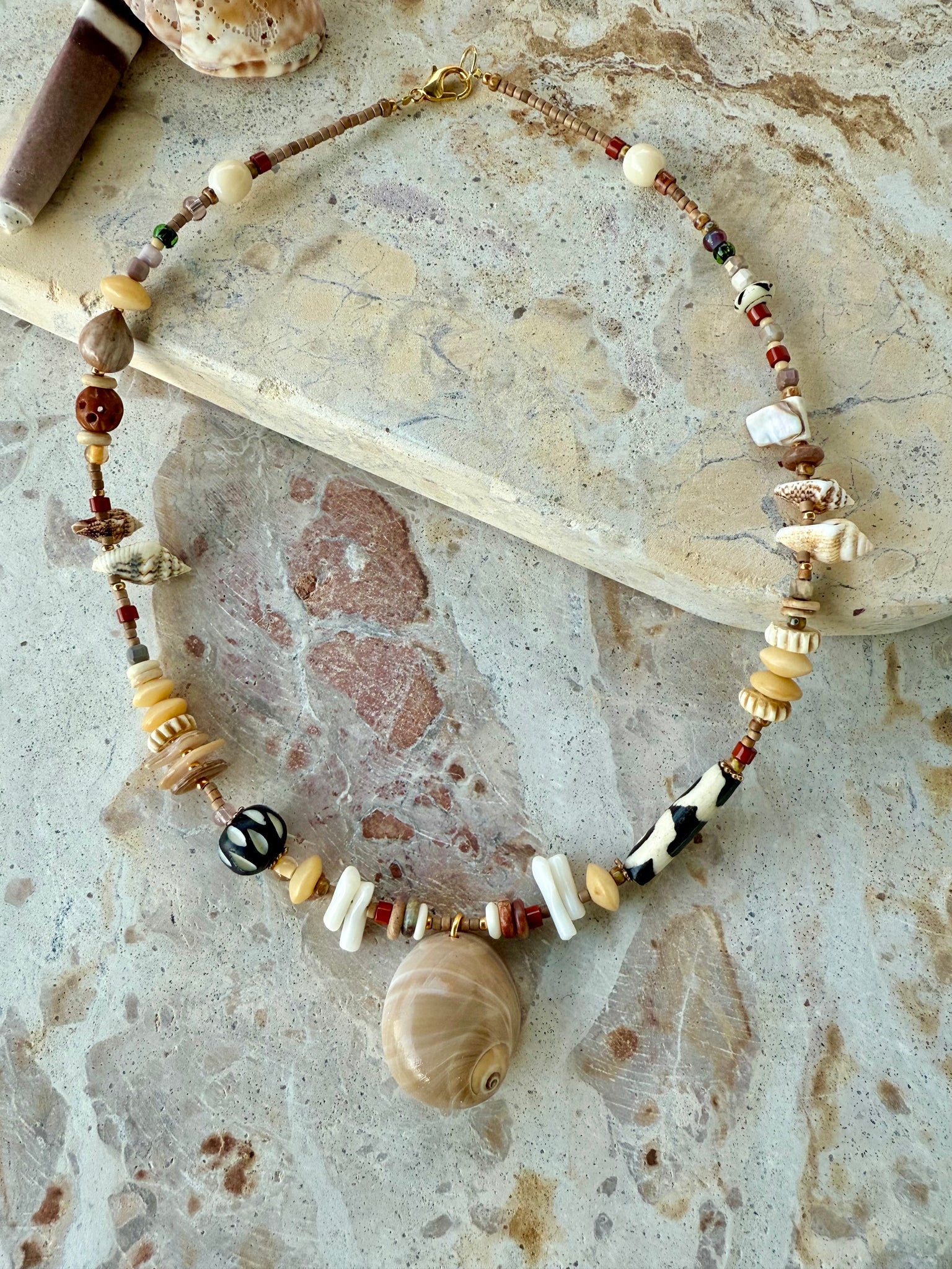 Beachie Beaded Shell Necklace