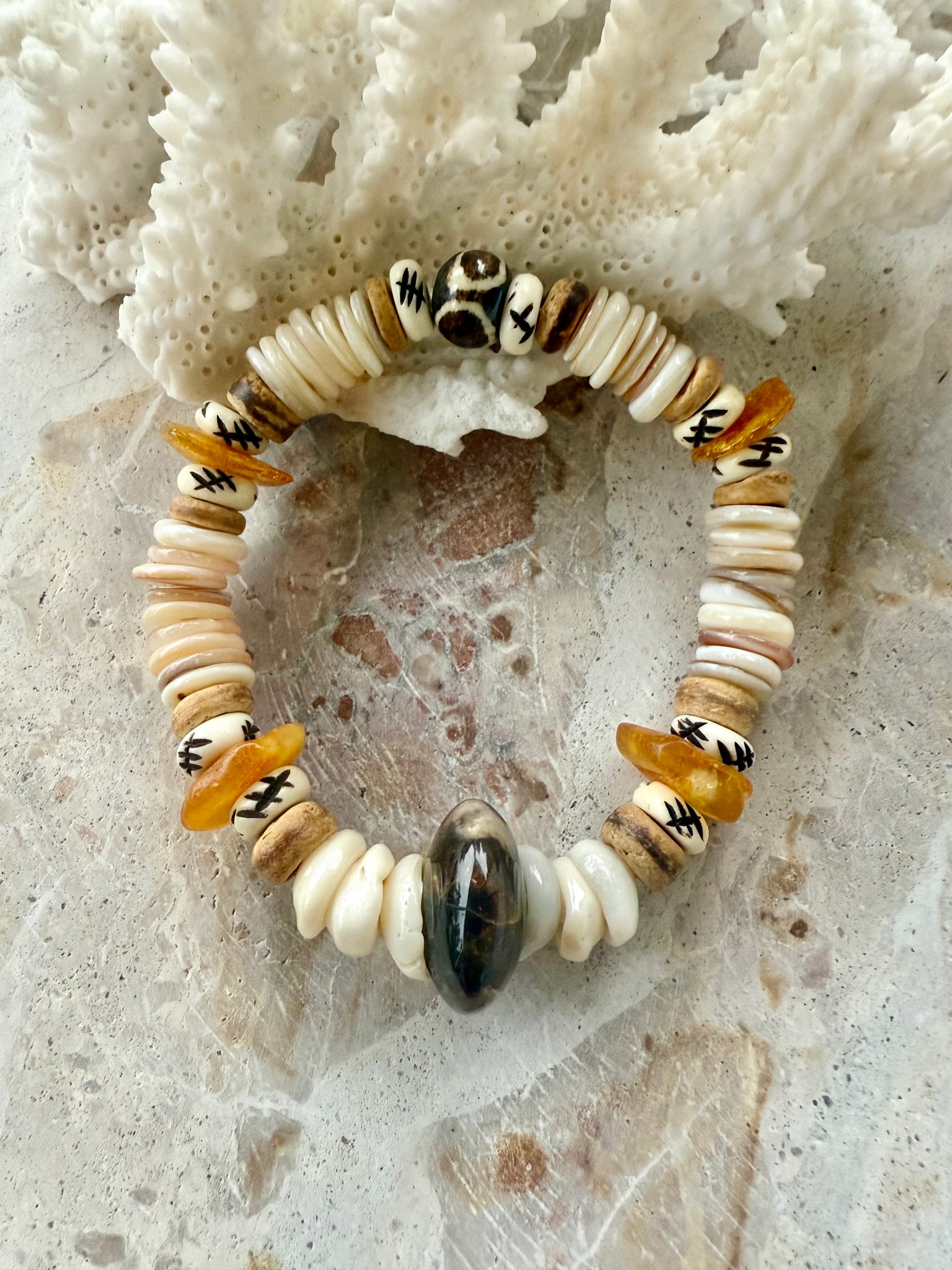 Sunkissed Yellow Pukka Shell Tribal Bracelet