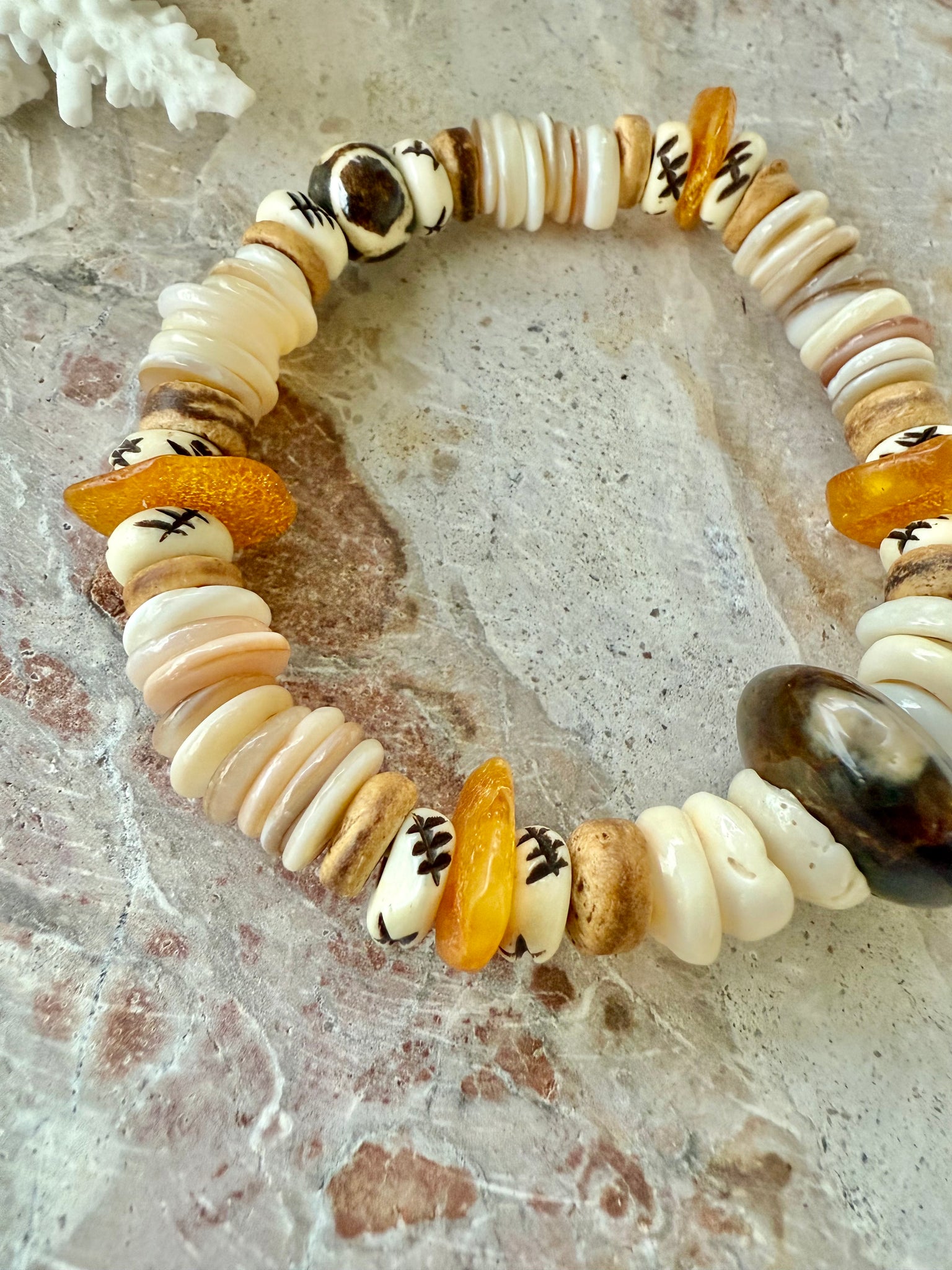 Sunkissed Yellow Pukka Shell Tribal Bracelet