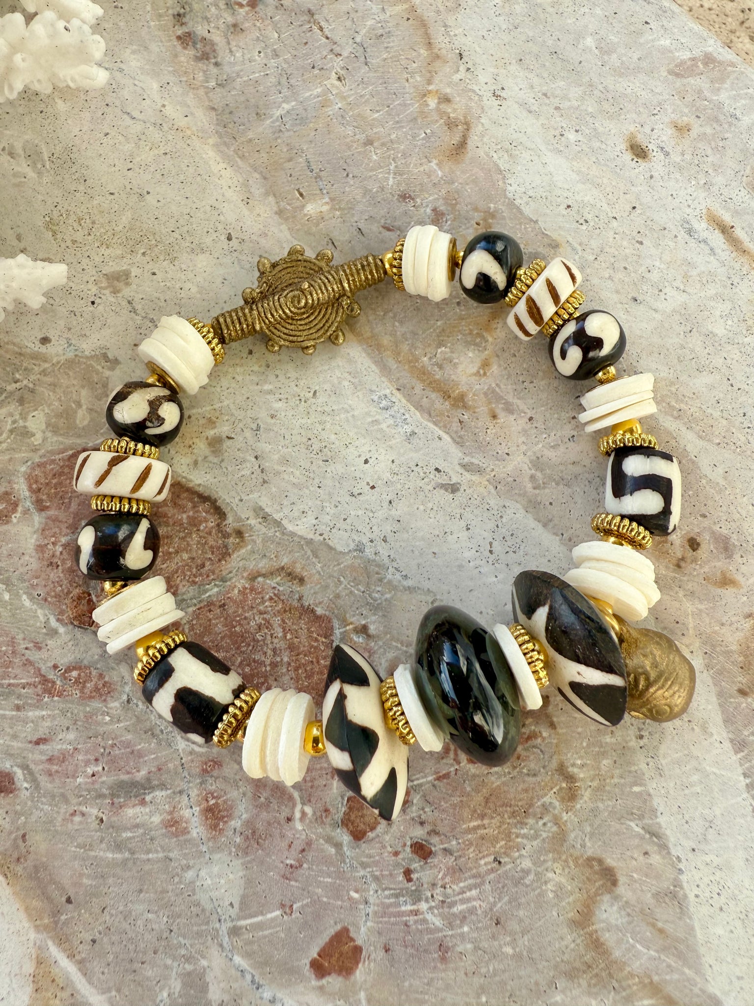 African Tribal Zebra Shell Stone Bracelet
