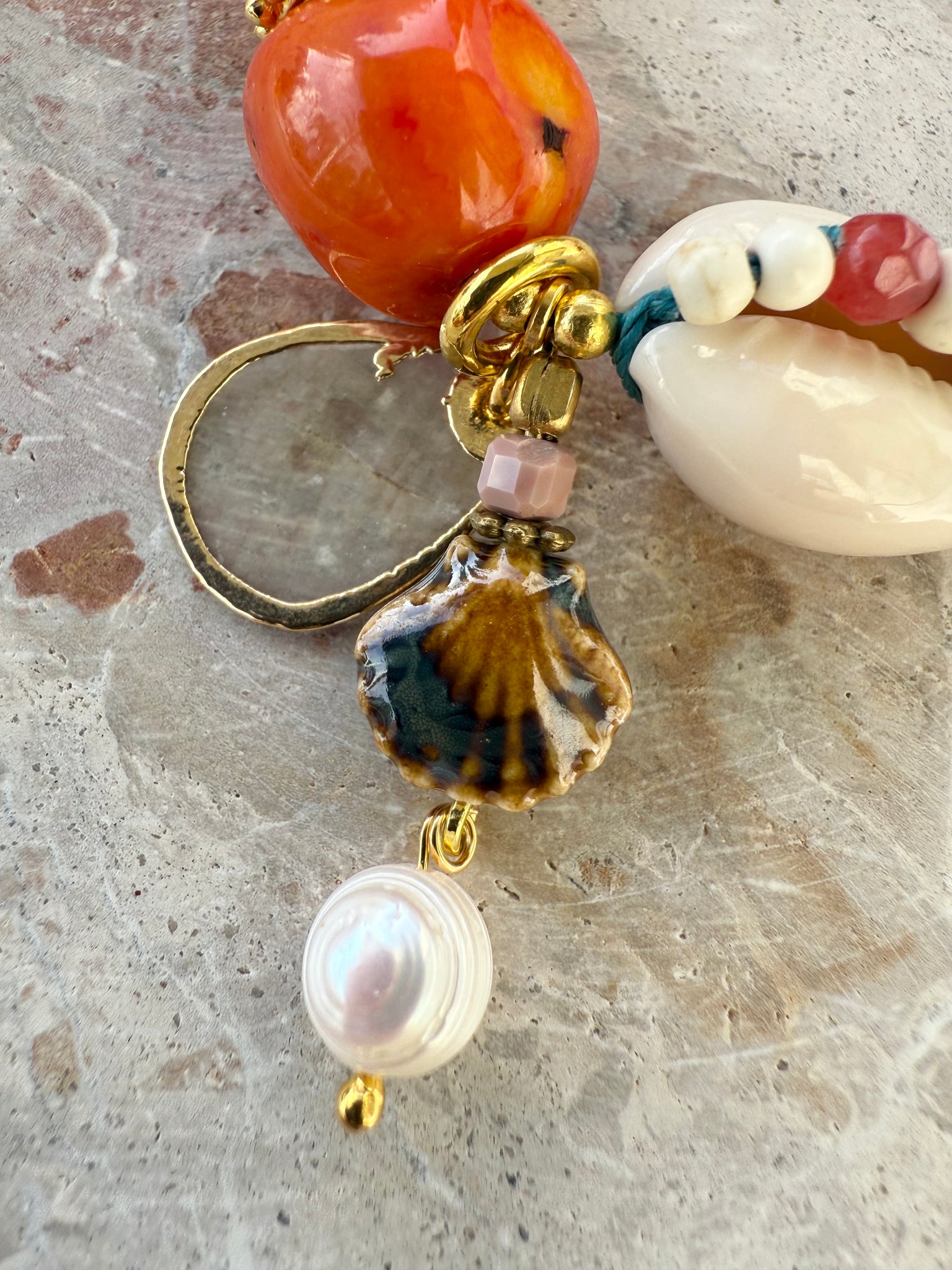 Cowrie Shell Beaded Charm Fish Bracelet