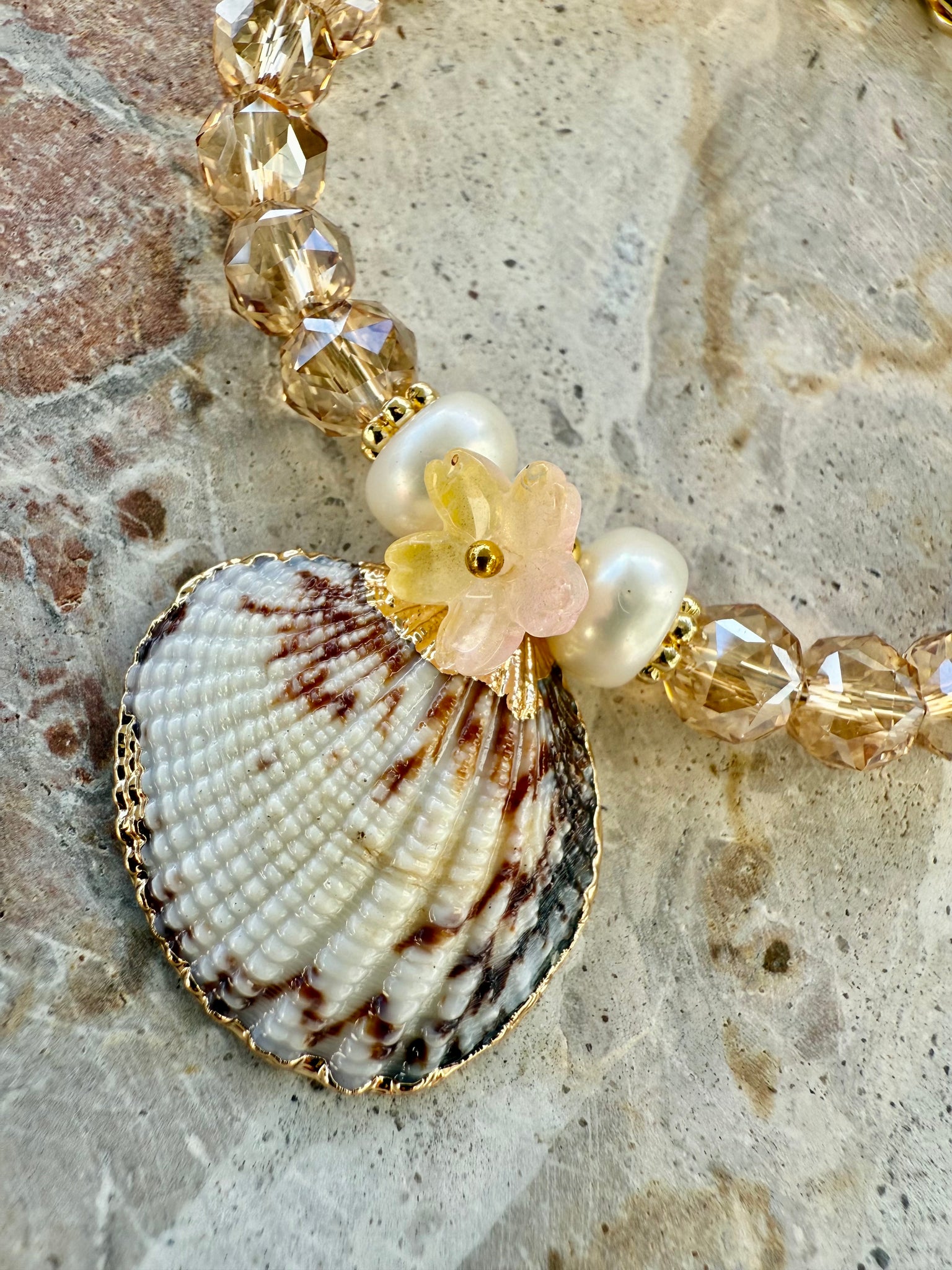 Champagne Lux Crystal Shell Charm Bracelet