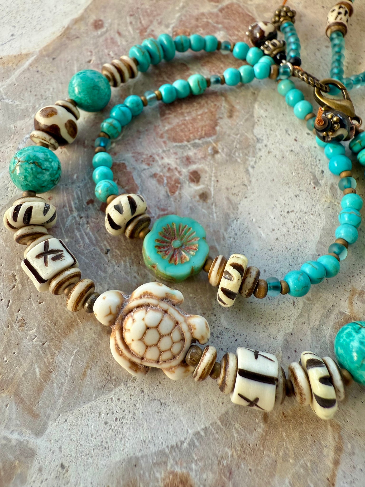 Ocean Breeze Tribal Shell Stone Bracelet