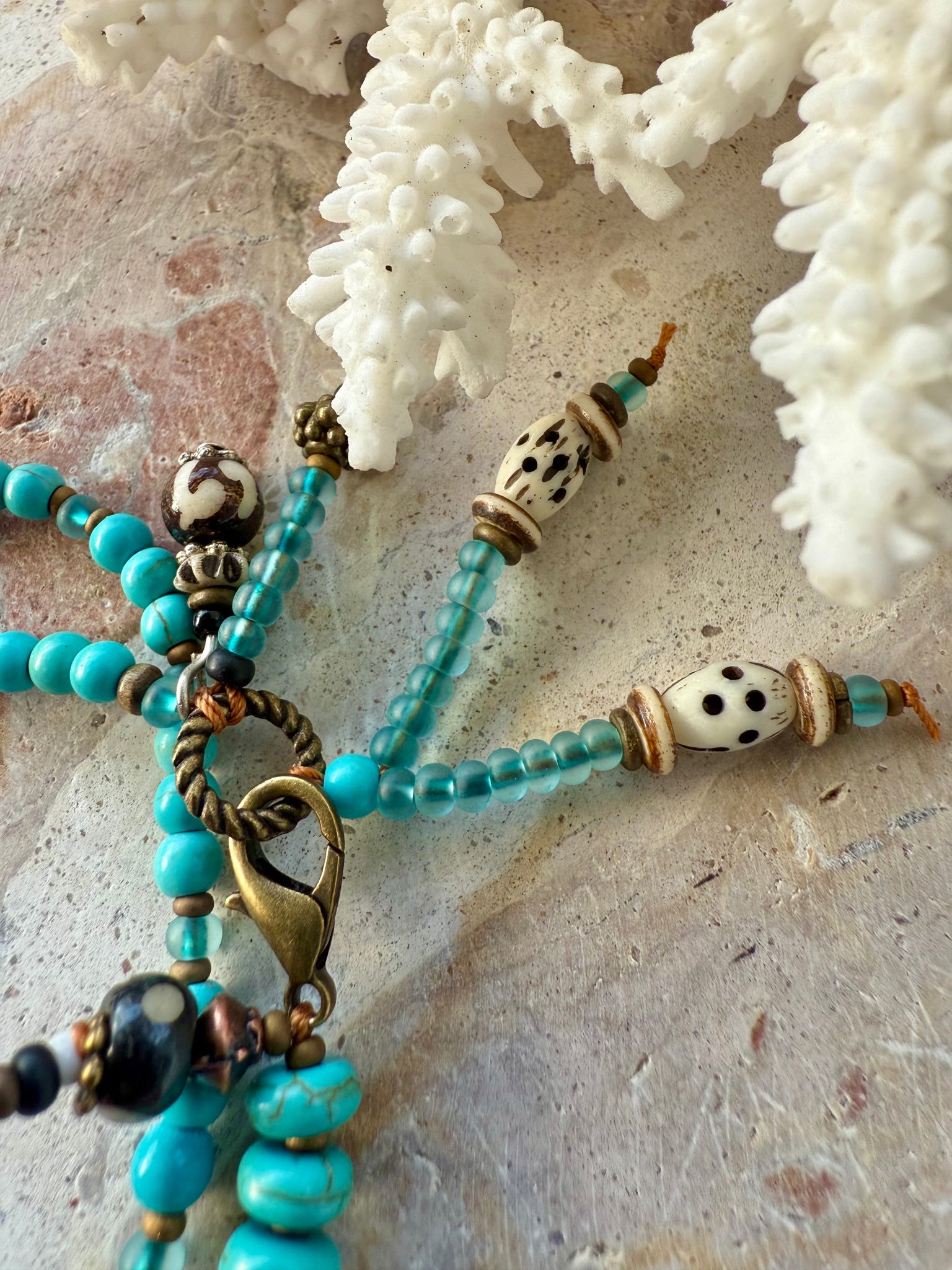 Ocean Breeze Tribal Shell Stone Bracelet