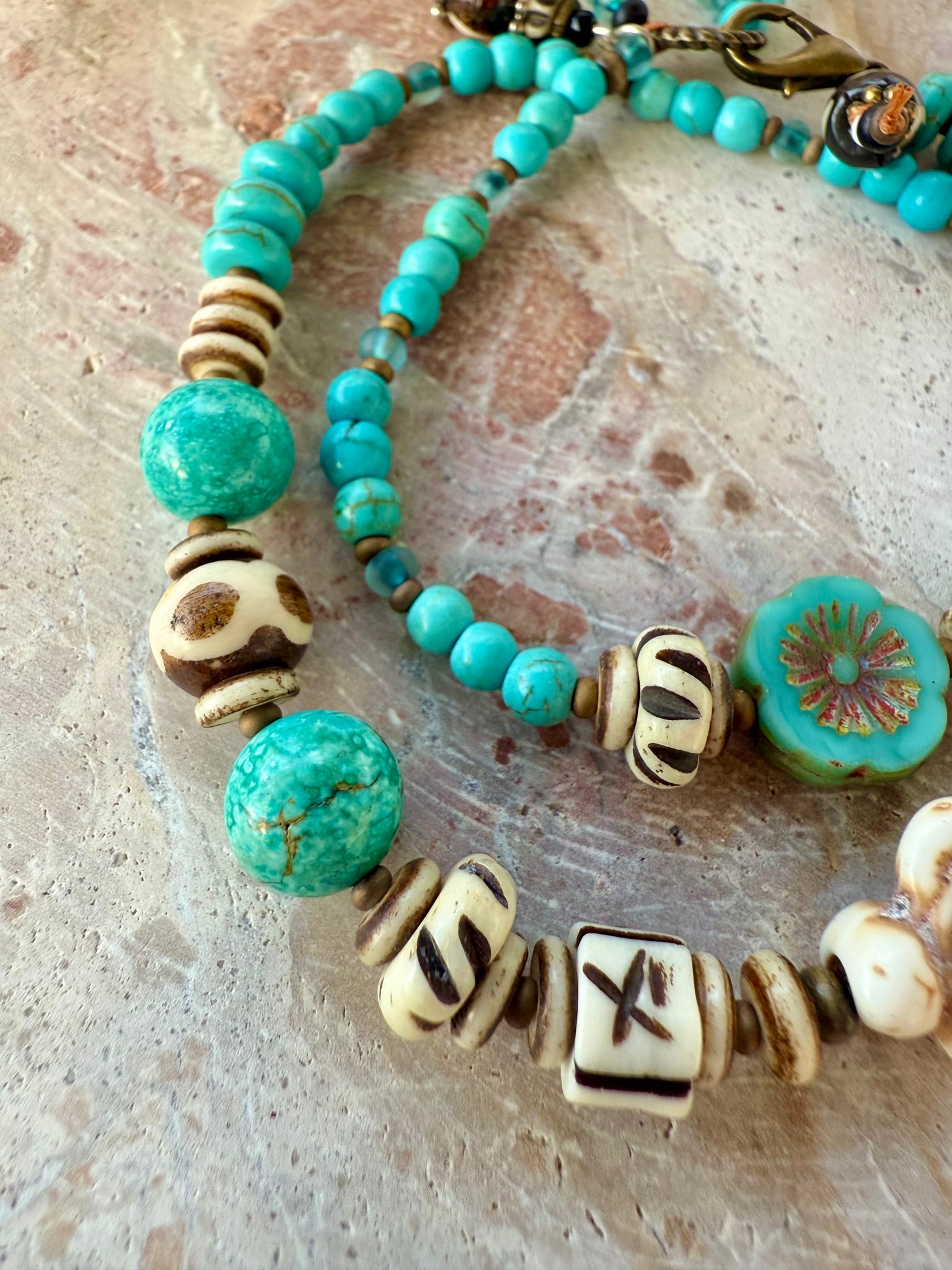 Ocean Breeze Tribal Shell Stone Bracelet