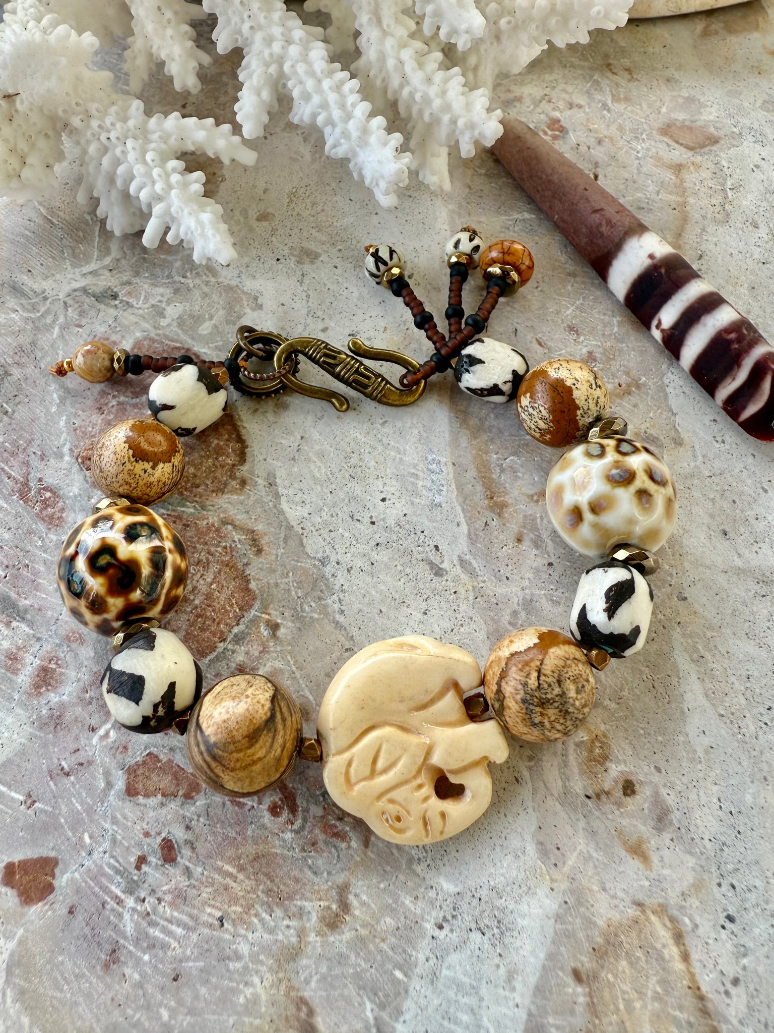 African Beaded Tribal Elephant Bracelet