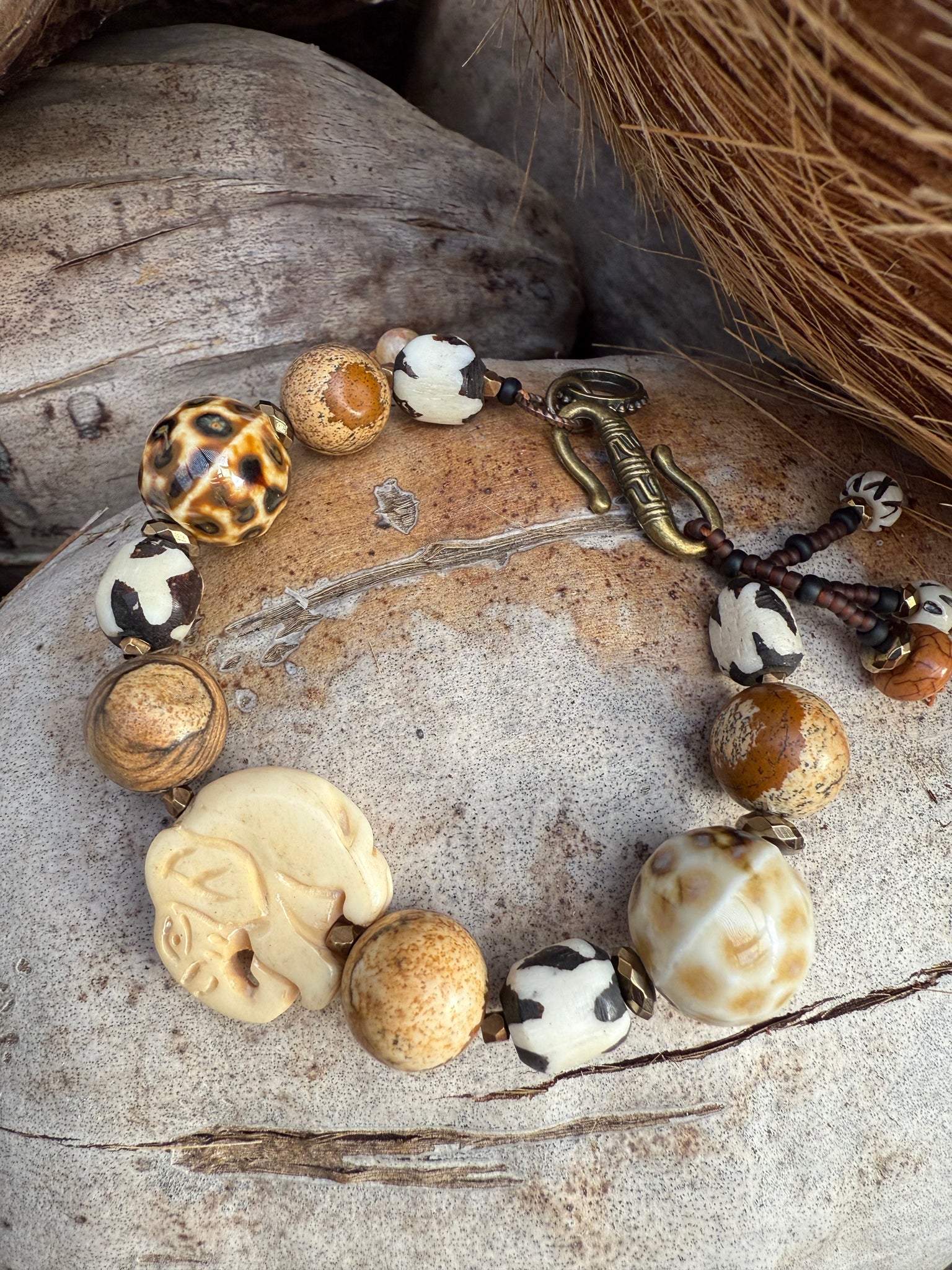 African Beaded Tribal Elephant Bracelet