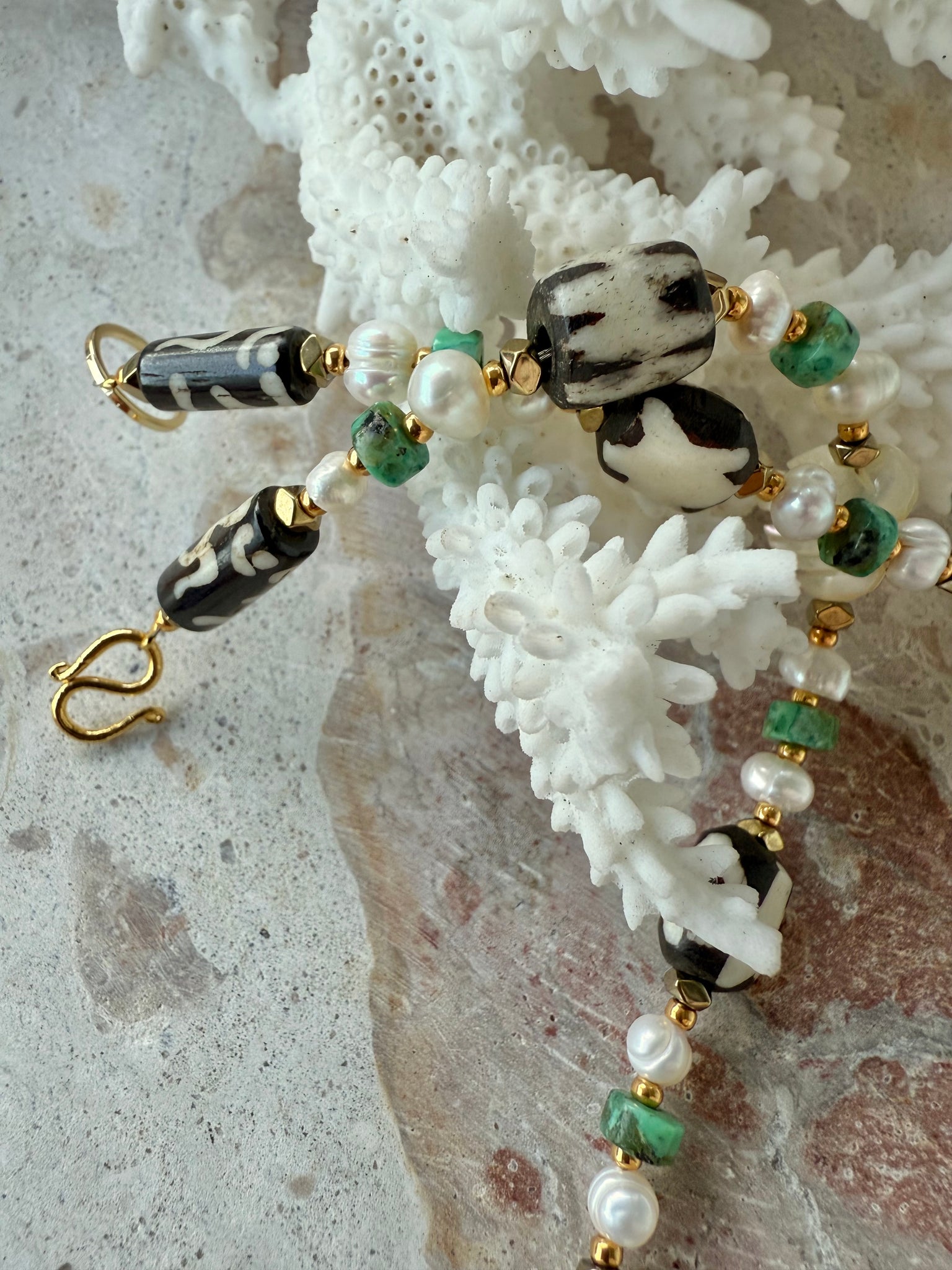 African Pearl Beaded Stone Necklace