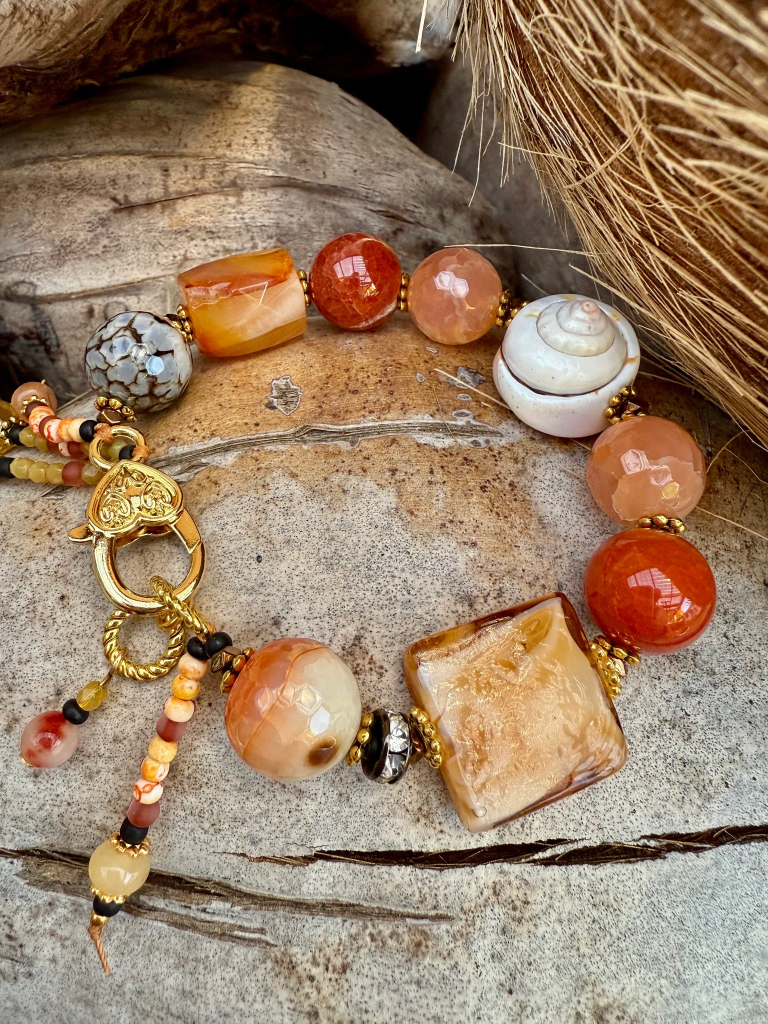 Sunkissed Beaded Stone Shell Bracelet
