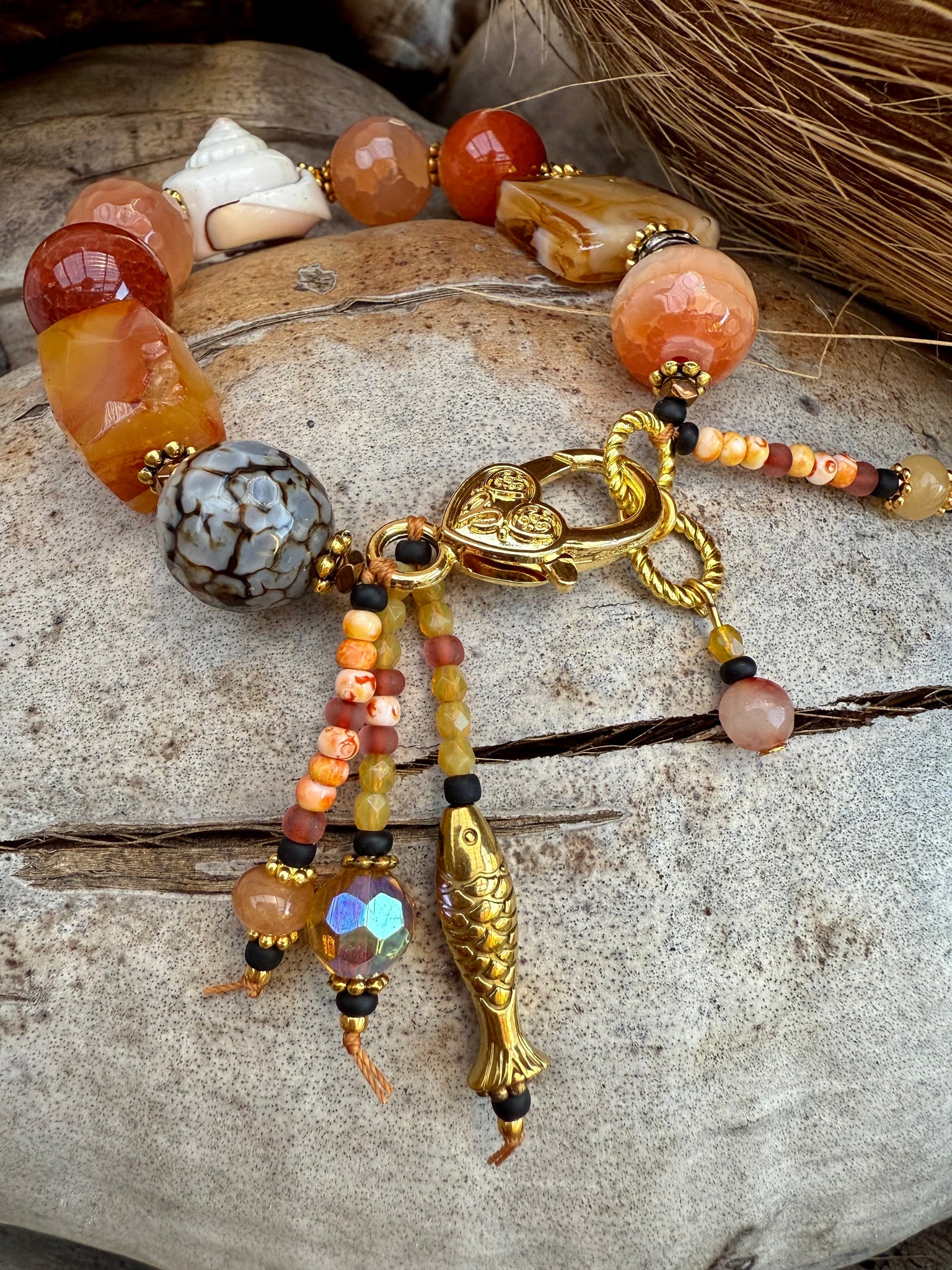 Sunkissed Beaded Stone Shell Bracelet