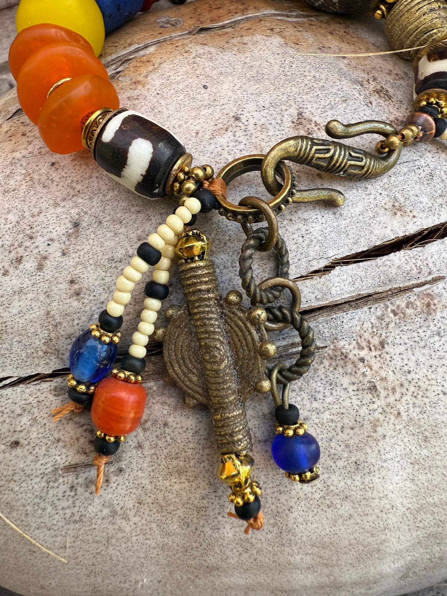 African Tribal Clay Trade Bead Bracelet