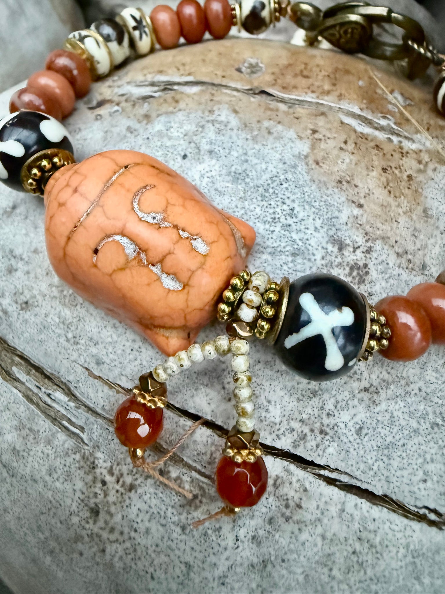 Sunset Vintage buddhist Stone Beaded Bracelet