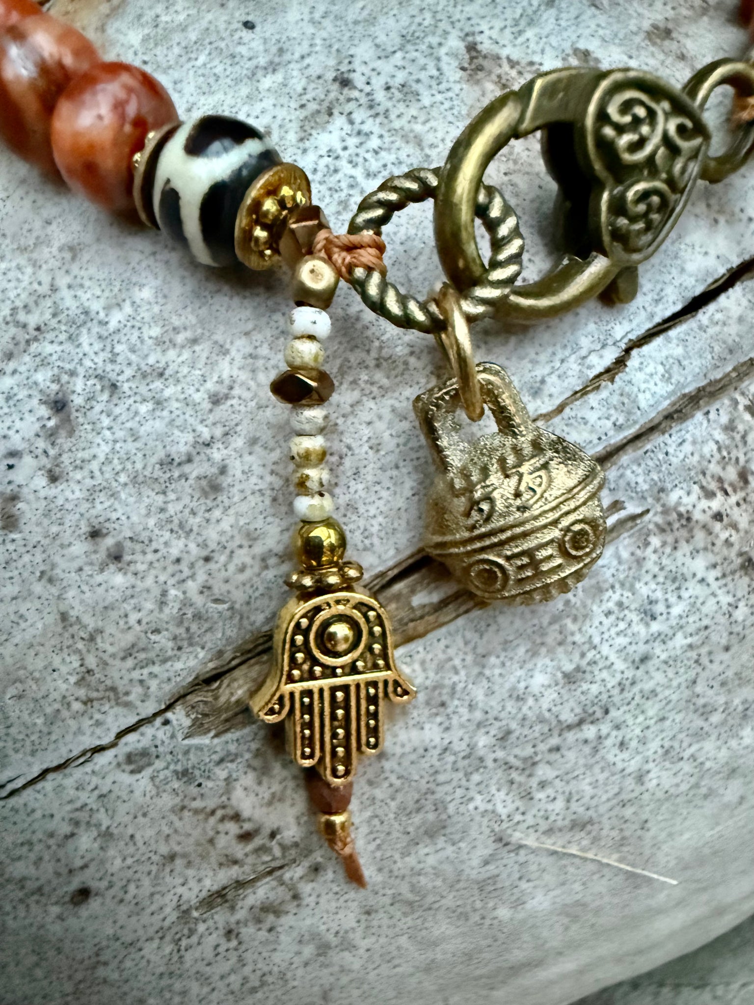 Sunset Vintage buddhist Stone Beaded Bracelet