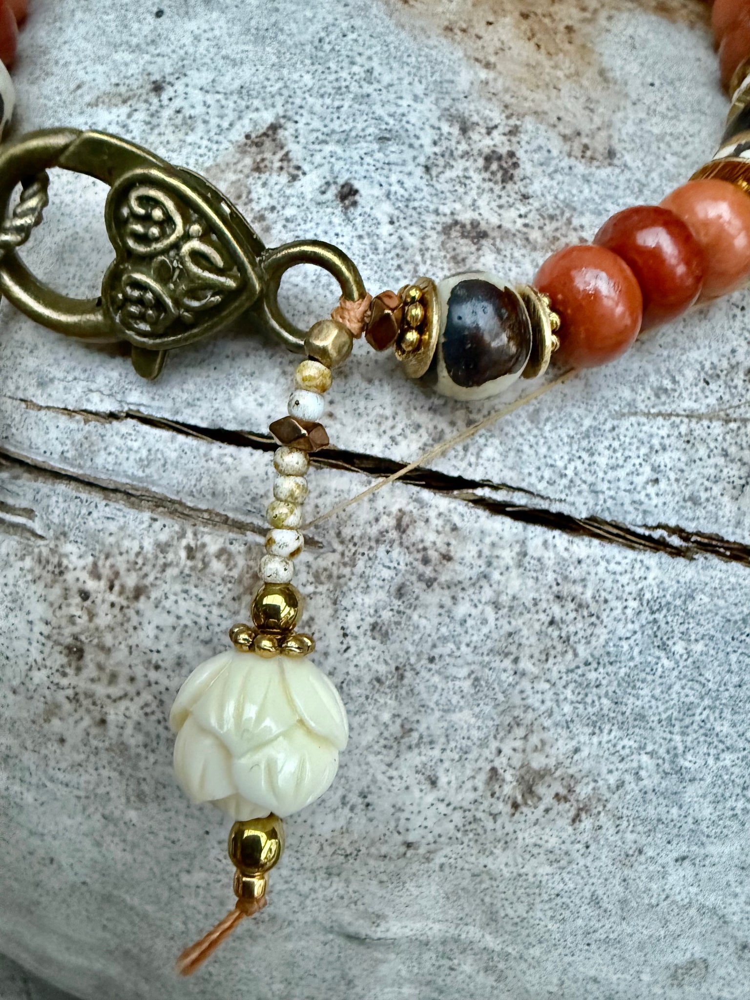 Sunset Vintage buddhist Stone Beaded Bracelet