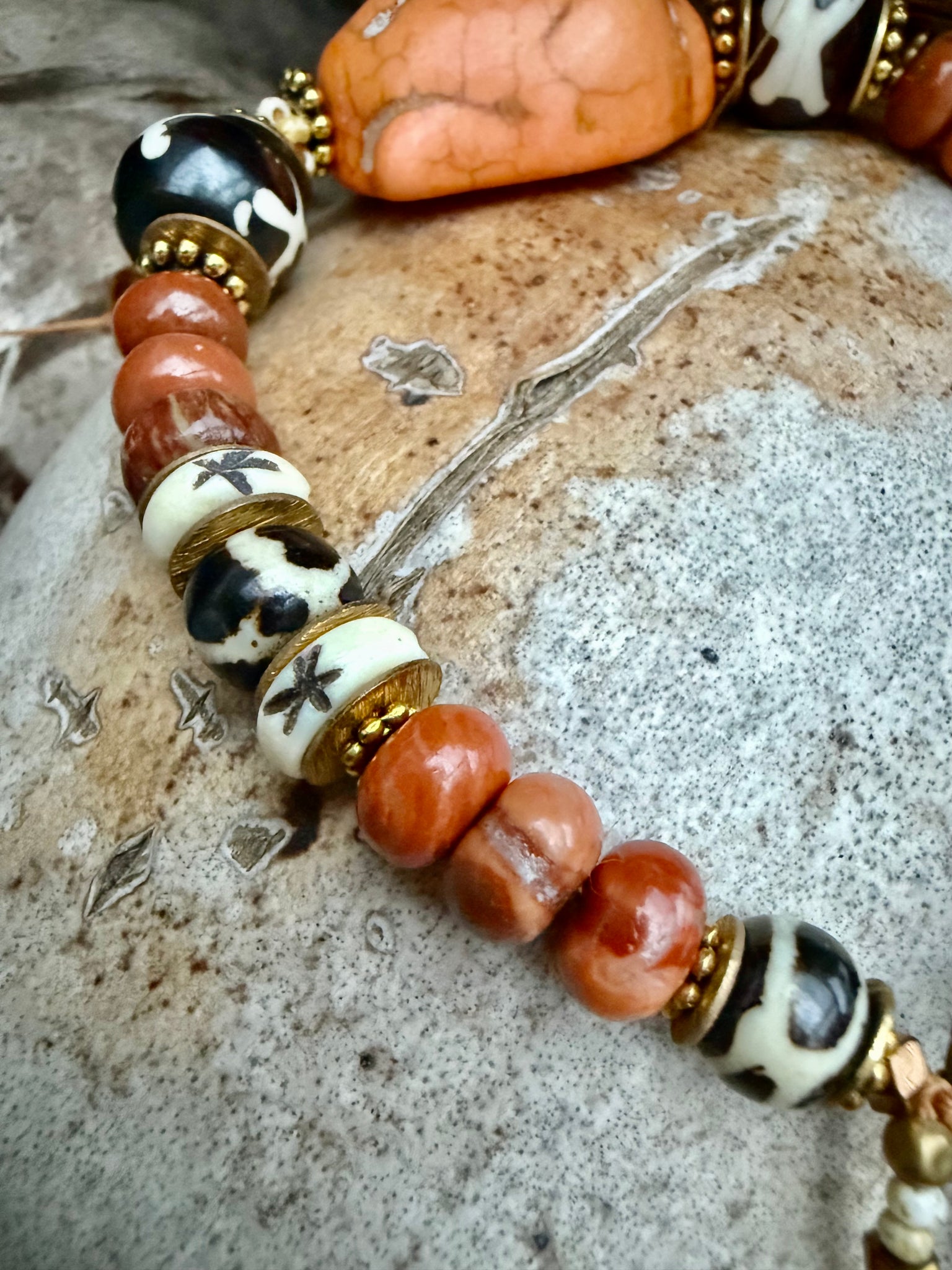 Sunset Vintage buddhist Stone Beaded Bracelet