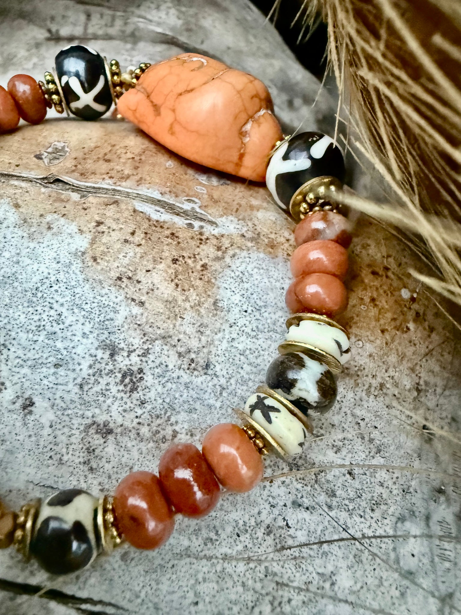 Sunset Vintage buddhist Stone Beaded Bracelet