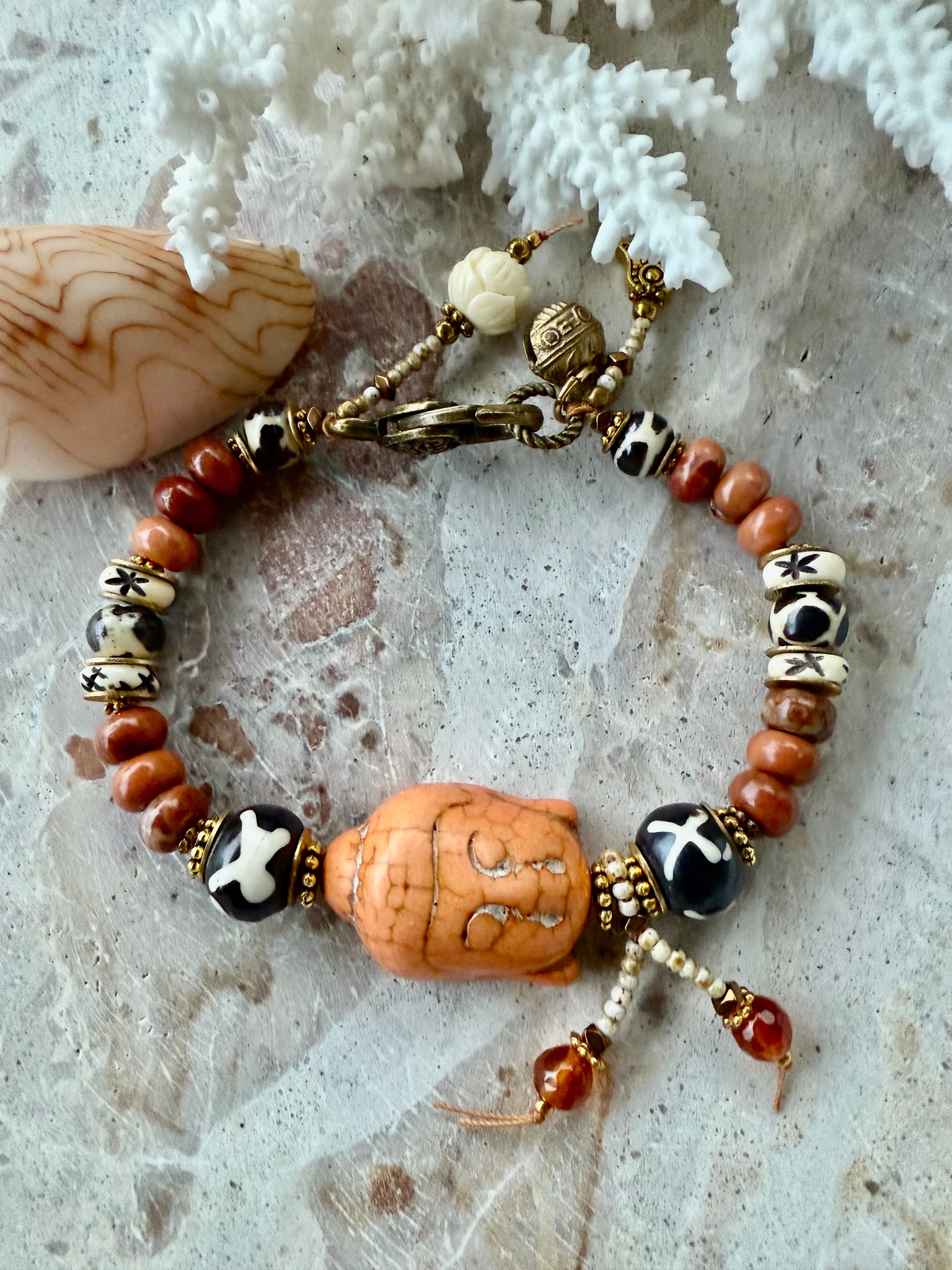 Sunset Vintage buddhist Stone Beaded Bracelet