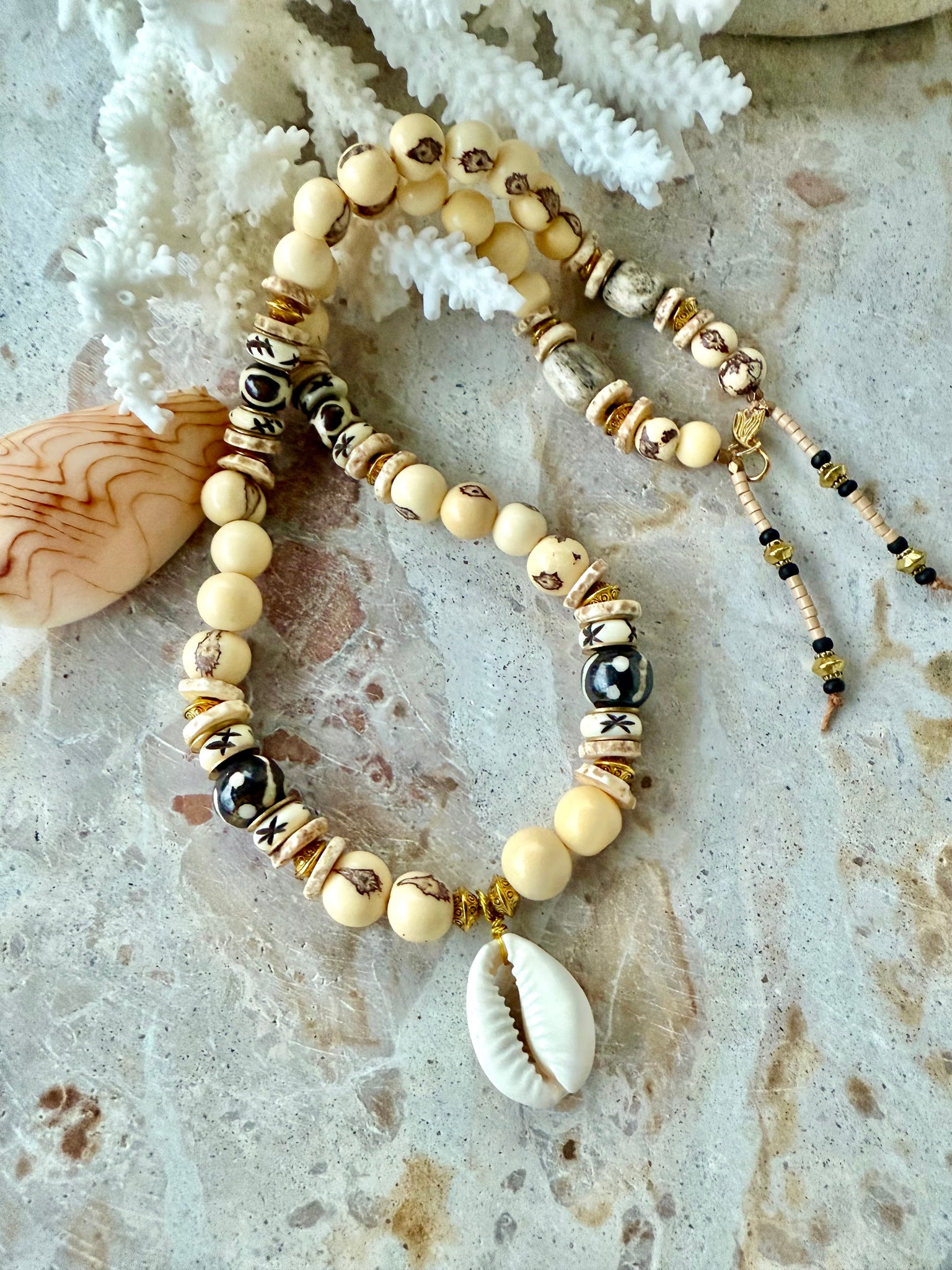 African Island Seed Nut Shell Necklace