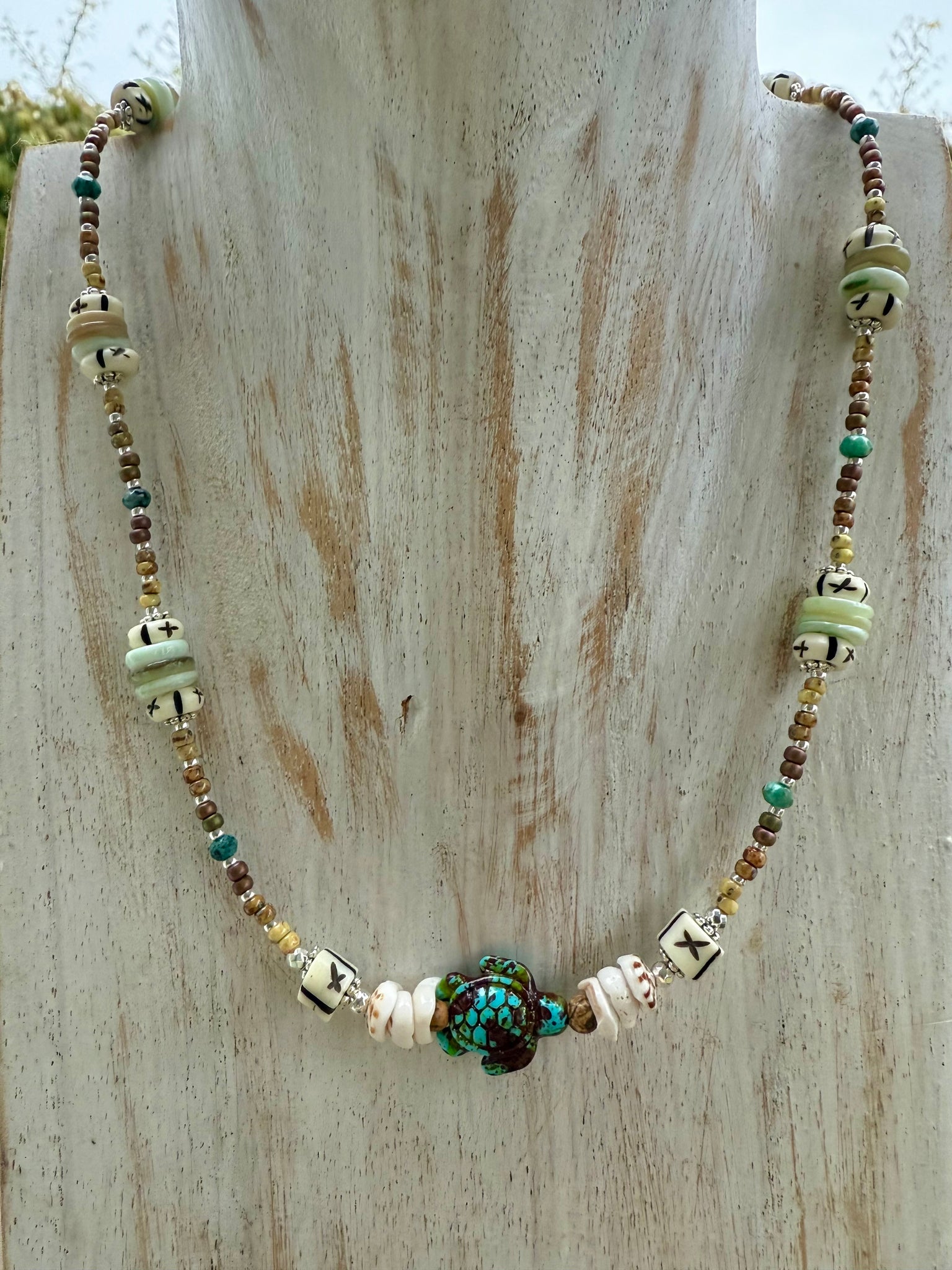 Turtle Islander Seed Bead Necklace